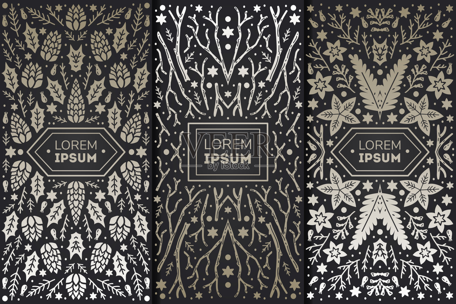 豪华抽象背景，圣诞快乐邀请，复古框架。插画图片素材