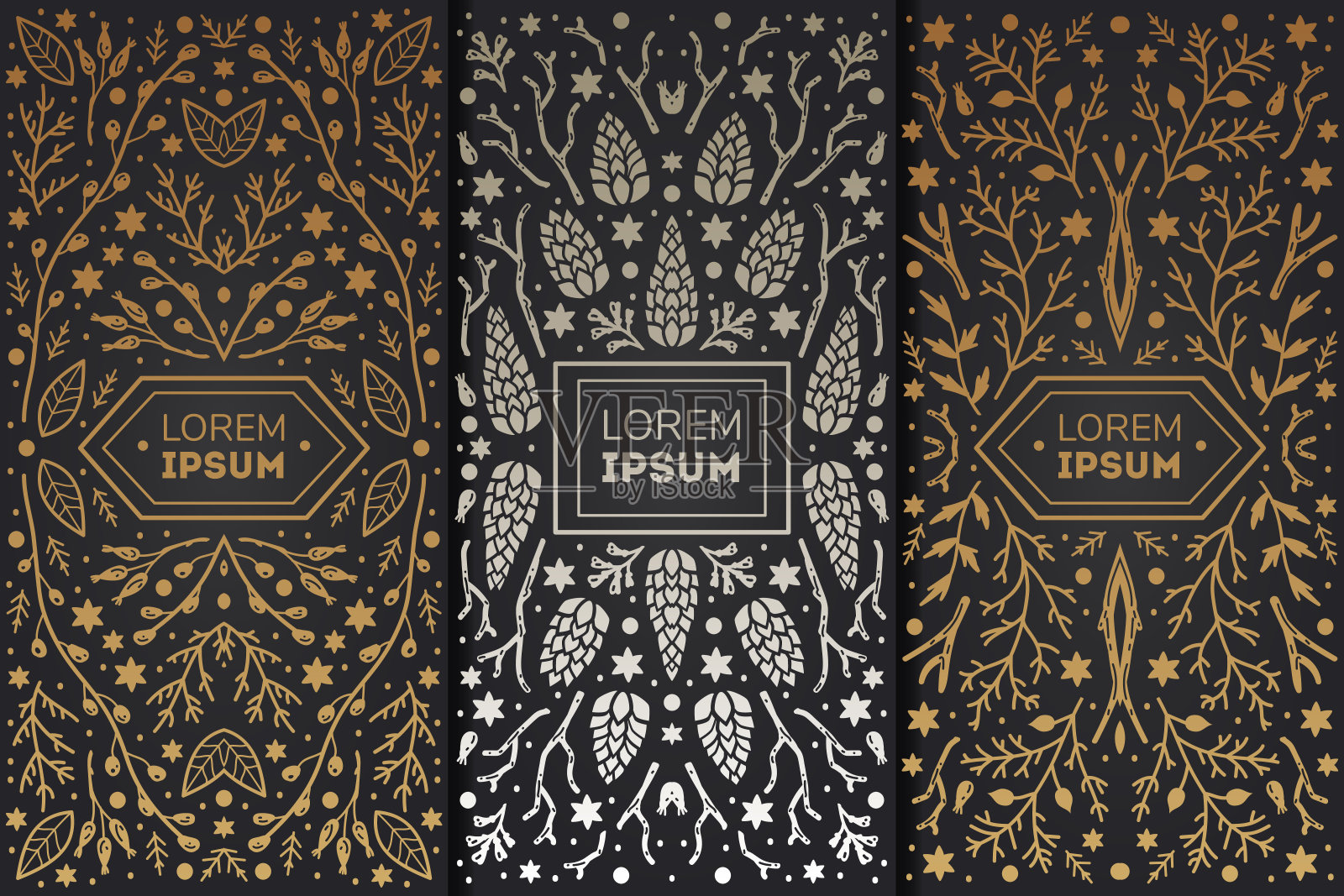 豪华抽象背景，圣诞快乐邀请，复古框架。插画图片素材