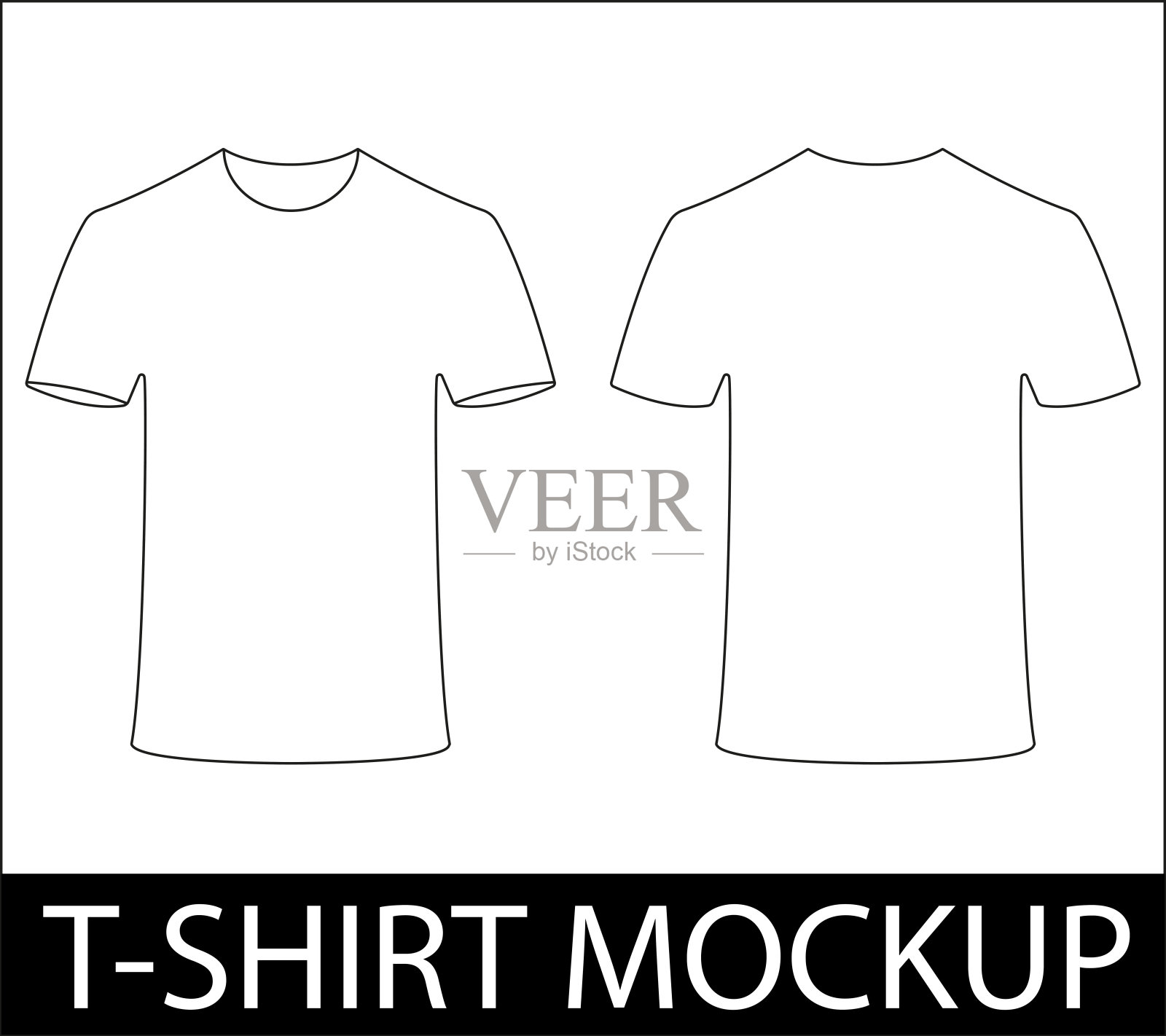 T恤设计模板。空的t恤模型。短袖素色衬衫项目。插画图片素材