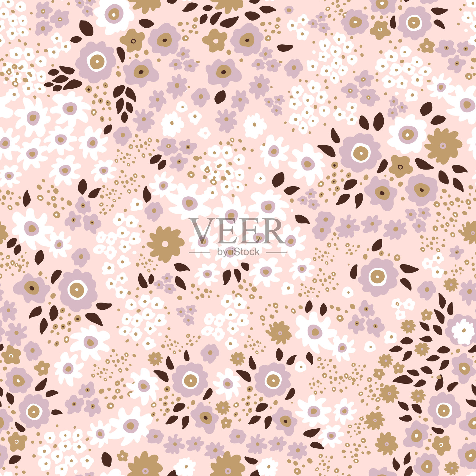 明亮的傻花。装饰矢量无缝图案。重复的背景。瓷砖壁纸打印。插画图片素材