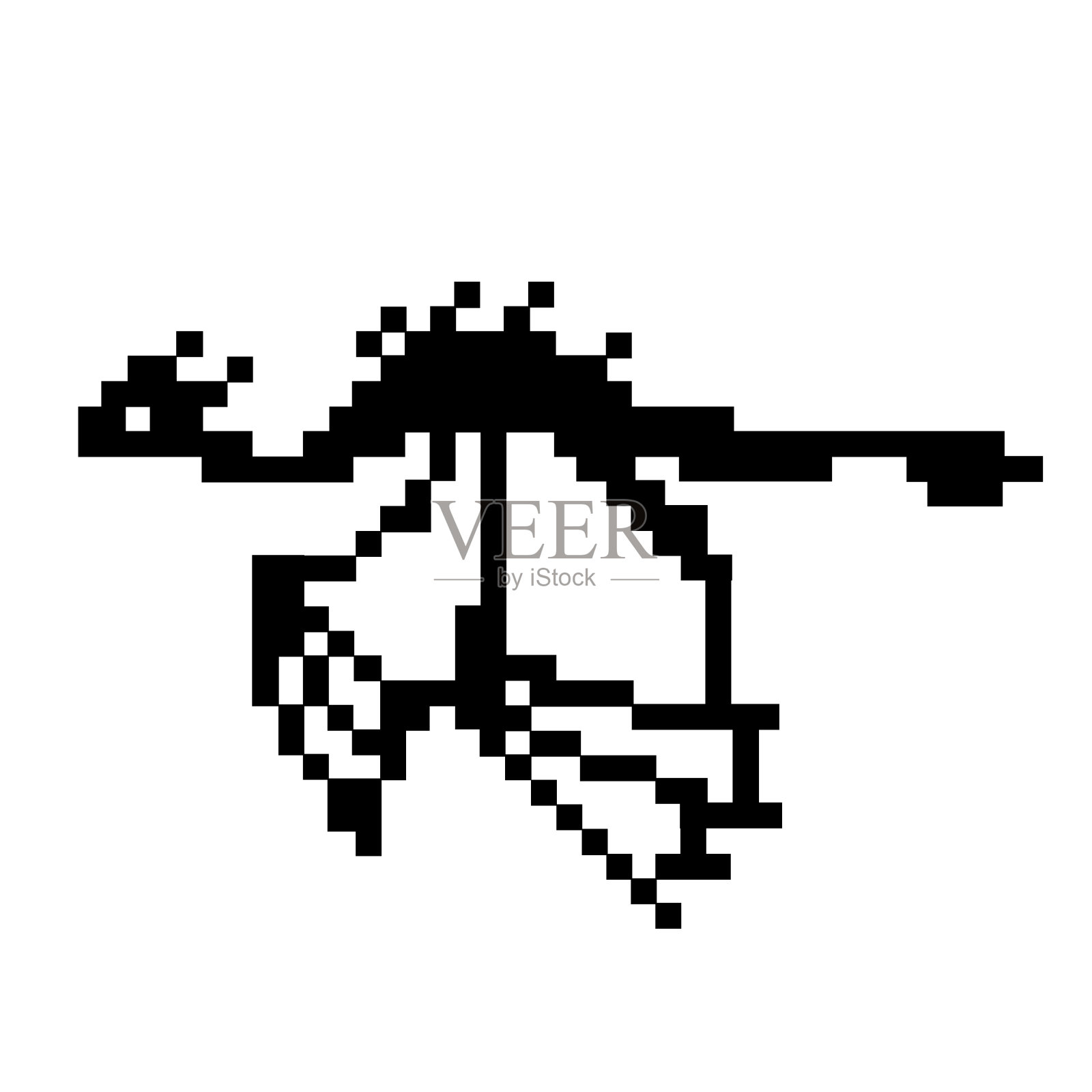 中国新年的象征飞龙孤立在白色像素艺术风格。插画图片素材