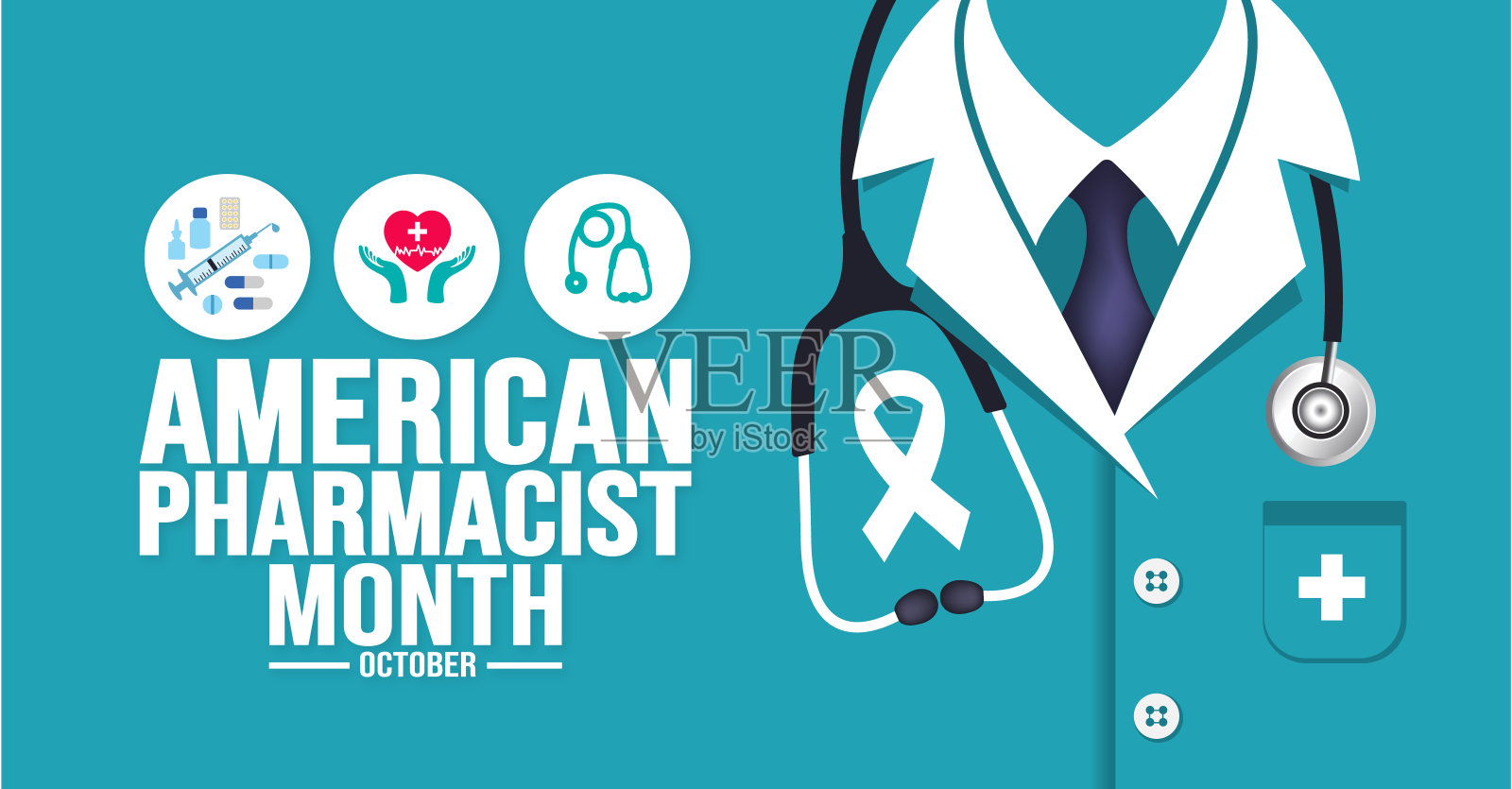 十月是美国药剂师月背景模板使用背景，横幅，标书，书的封面，卡片和海报设计。插画图片素材