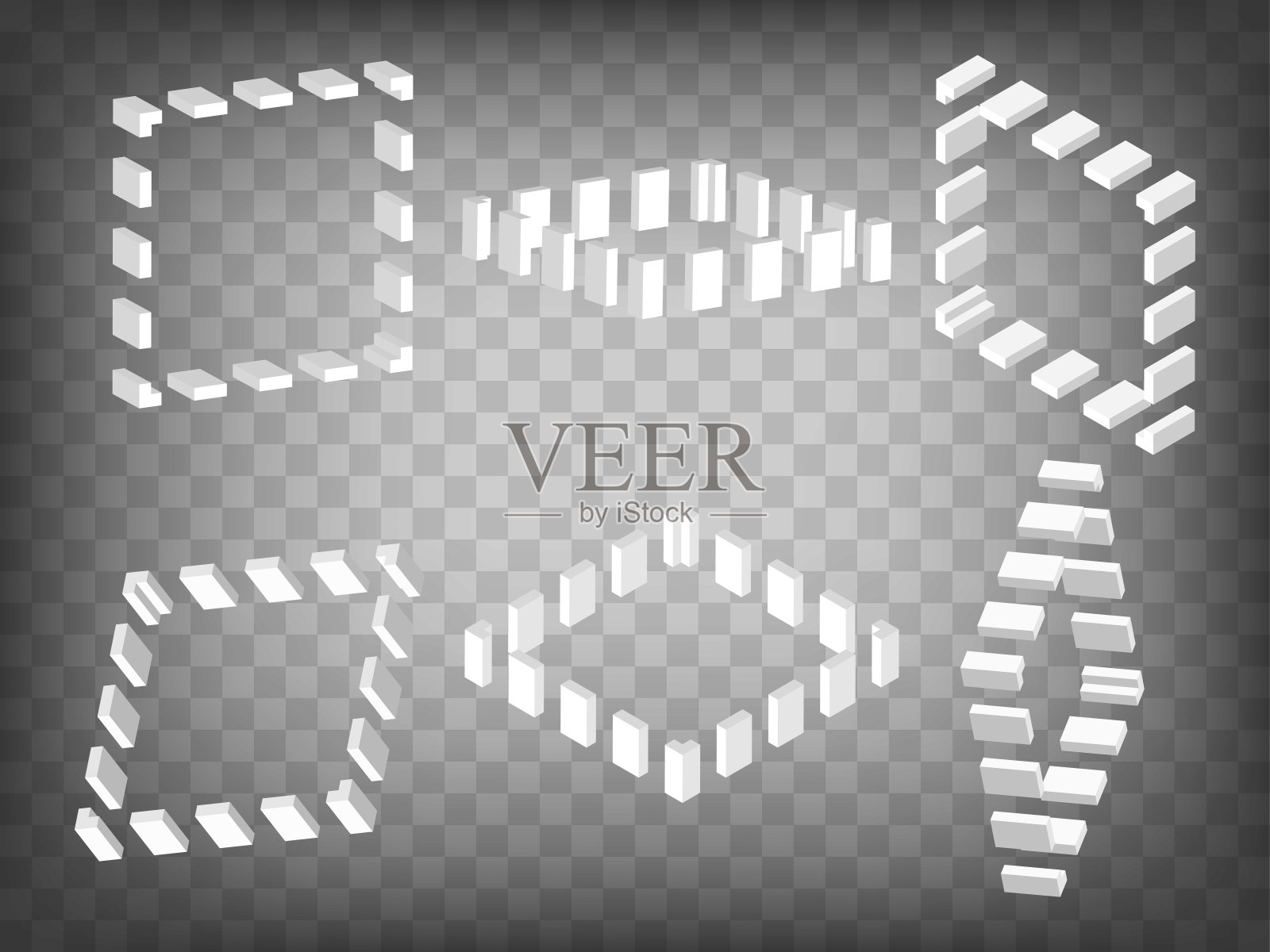 一组透视投影3d方形虚线框架模型图标在透明的背景。三维方形虚线框架。图形元素的抽象概念，为您的网站设计，应用程序，用户界面。每股收益10插画图片素材