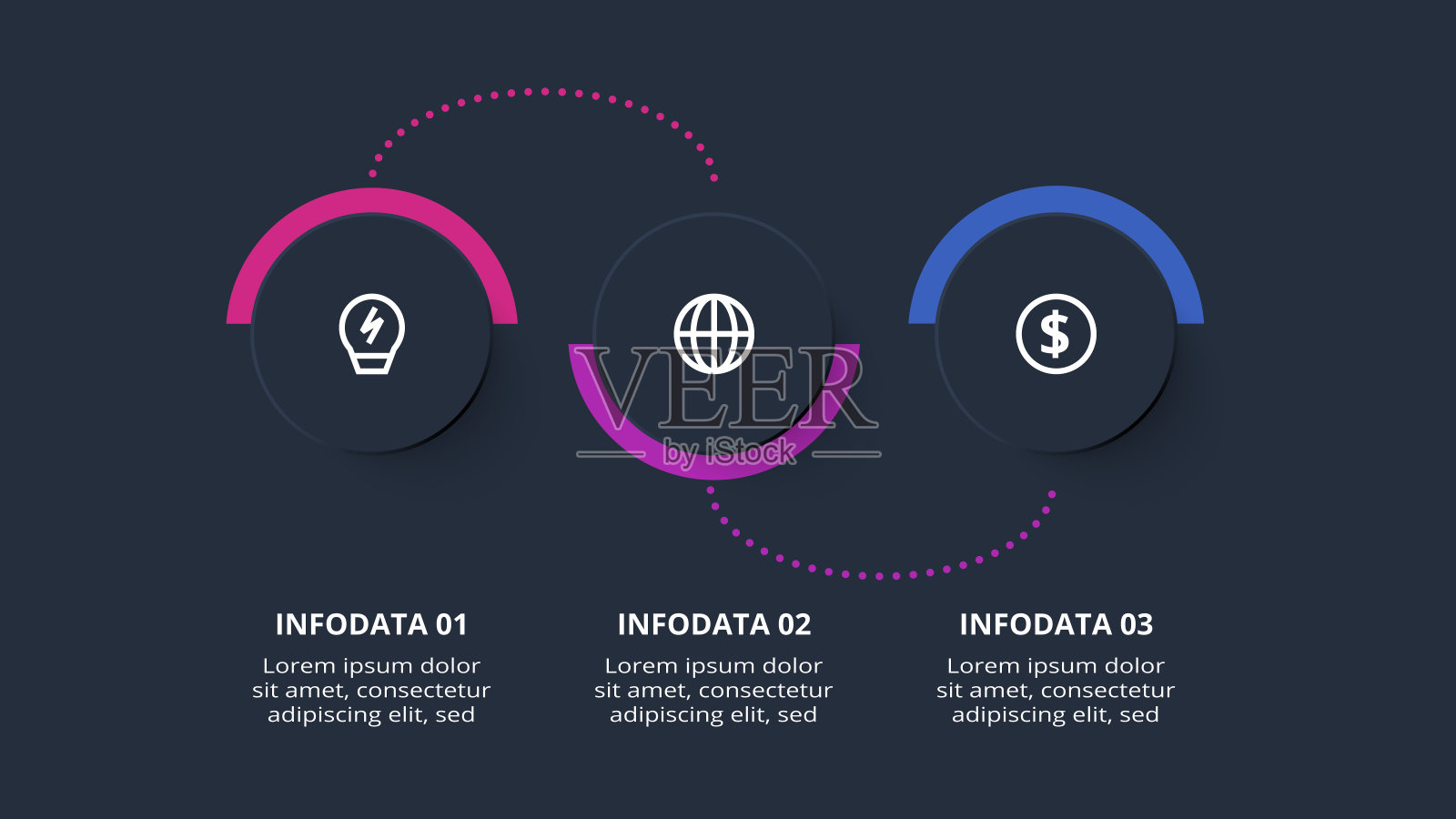 创意概念的信息图与3个步骤，选项，部分或过程。业务数据可视化。插画图片素材