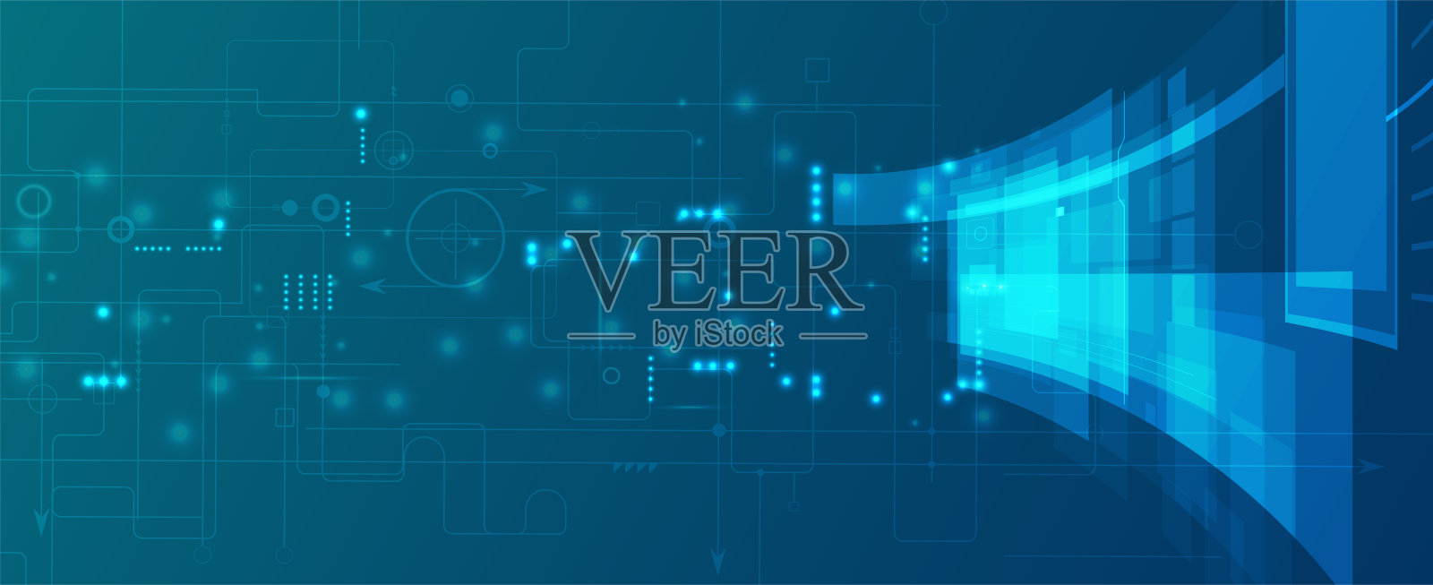 技术抽象的未来主义背景的互联网业务。大数据概念。插画图片素材