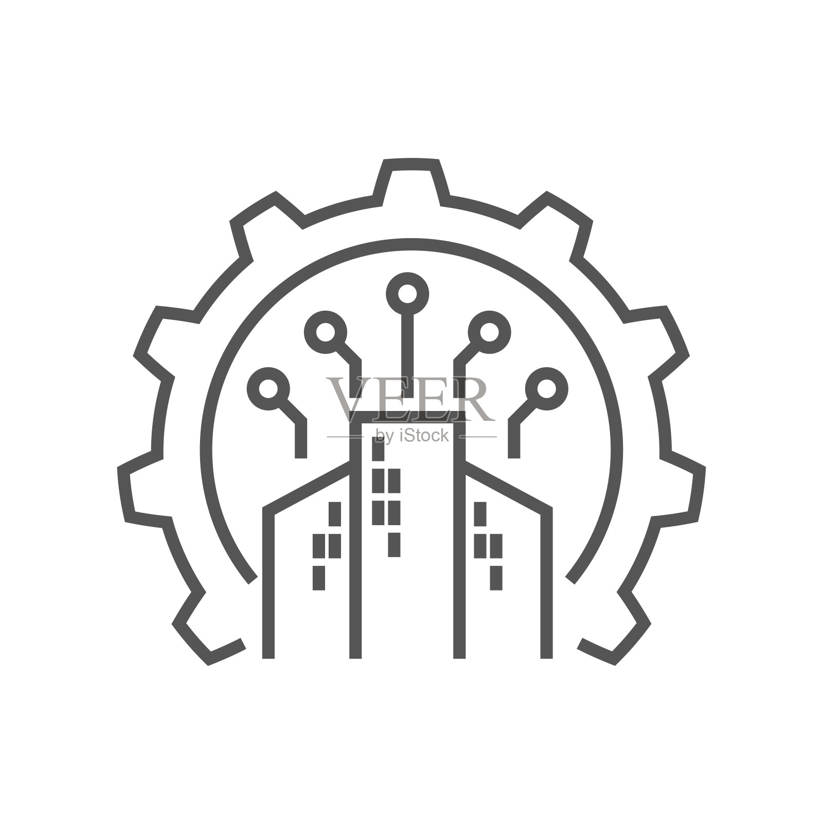 数字化制造：工业4.0科研生产智能工业矢量Logo插画图片素材