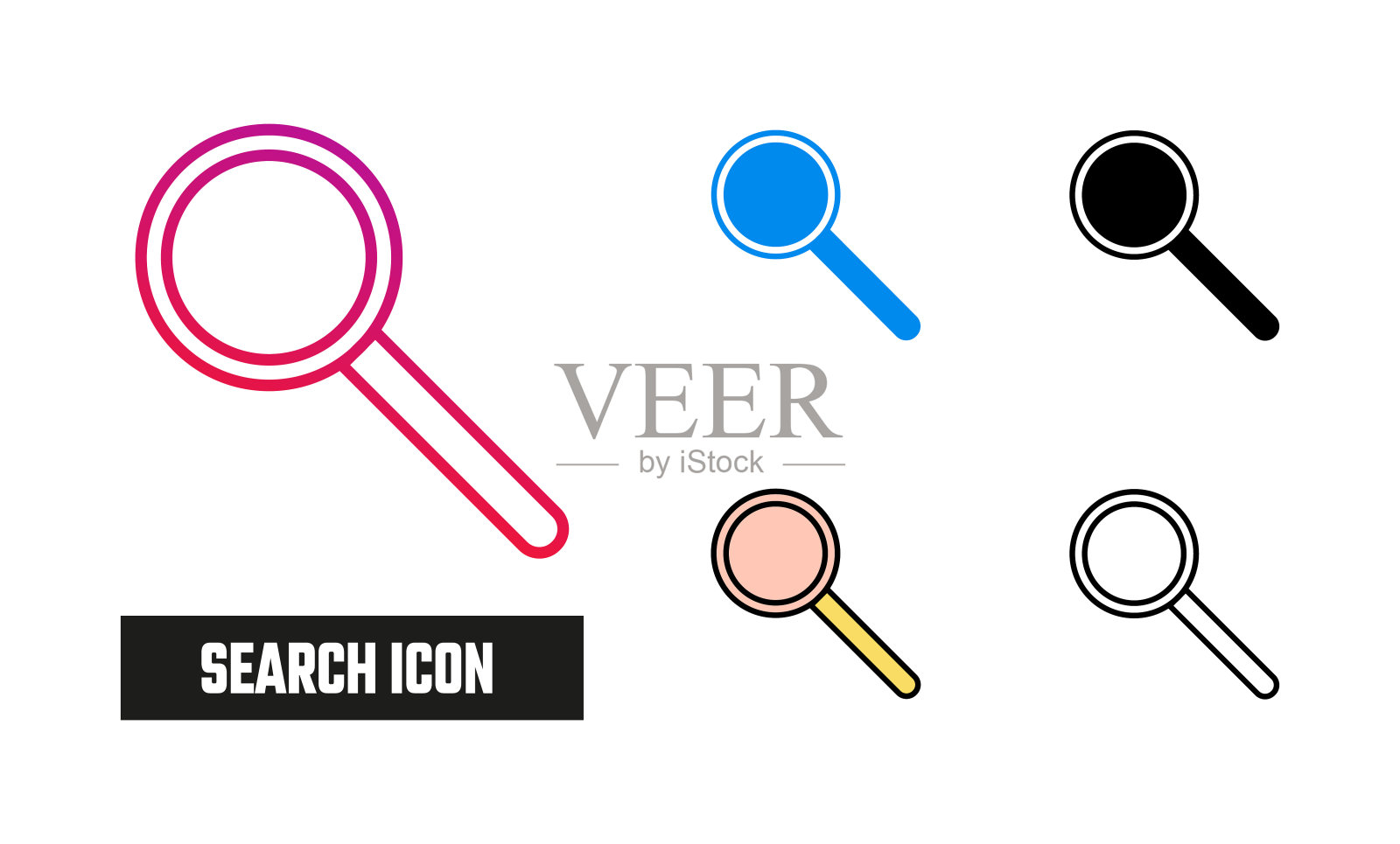 搜索图标集矢量插图插画图片素材