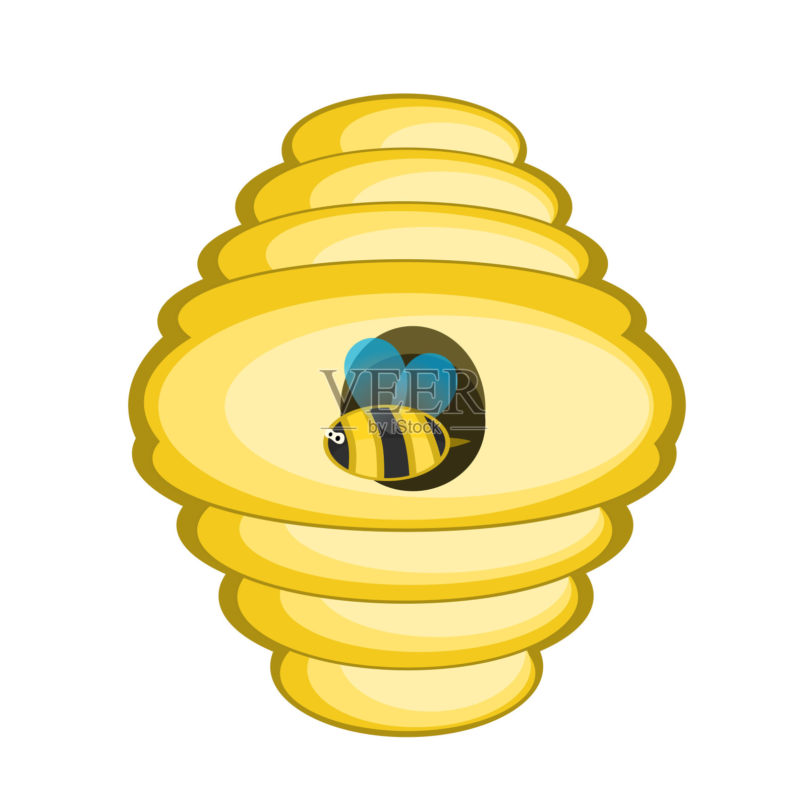 蜂巢与蜜蜂卡通风格设计插画图片素材