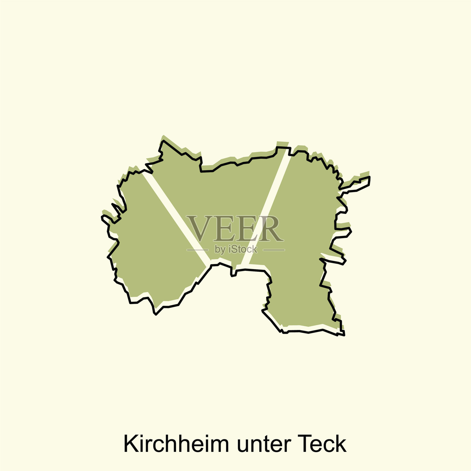 基希海姆特克城市地图简化地图插画图片素材