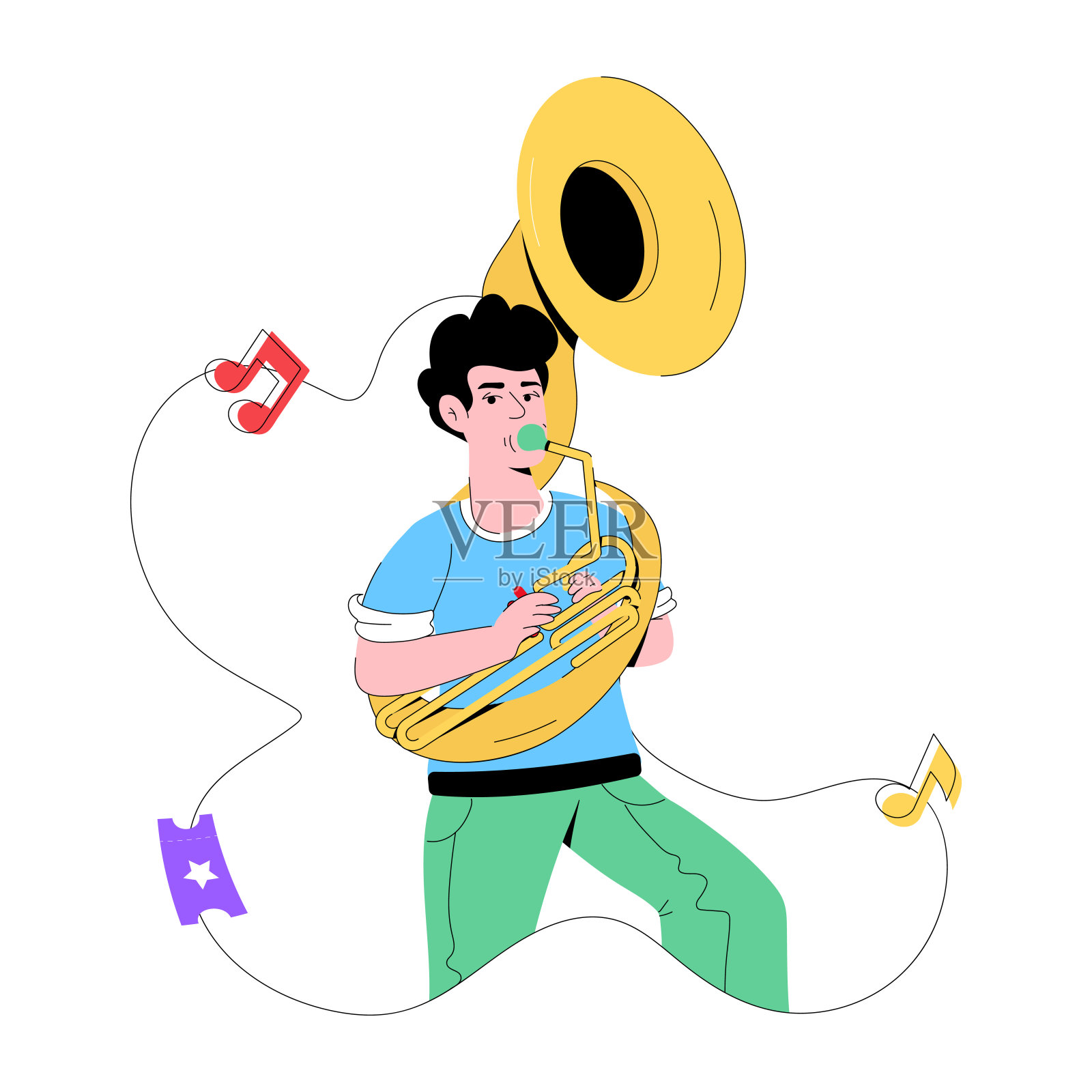 小号的节日插画图片素材