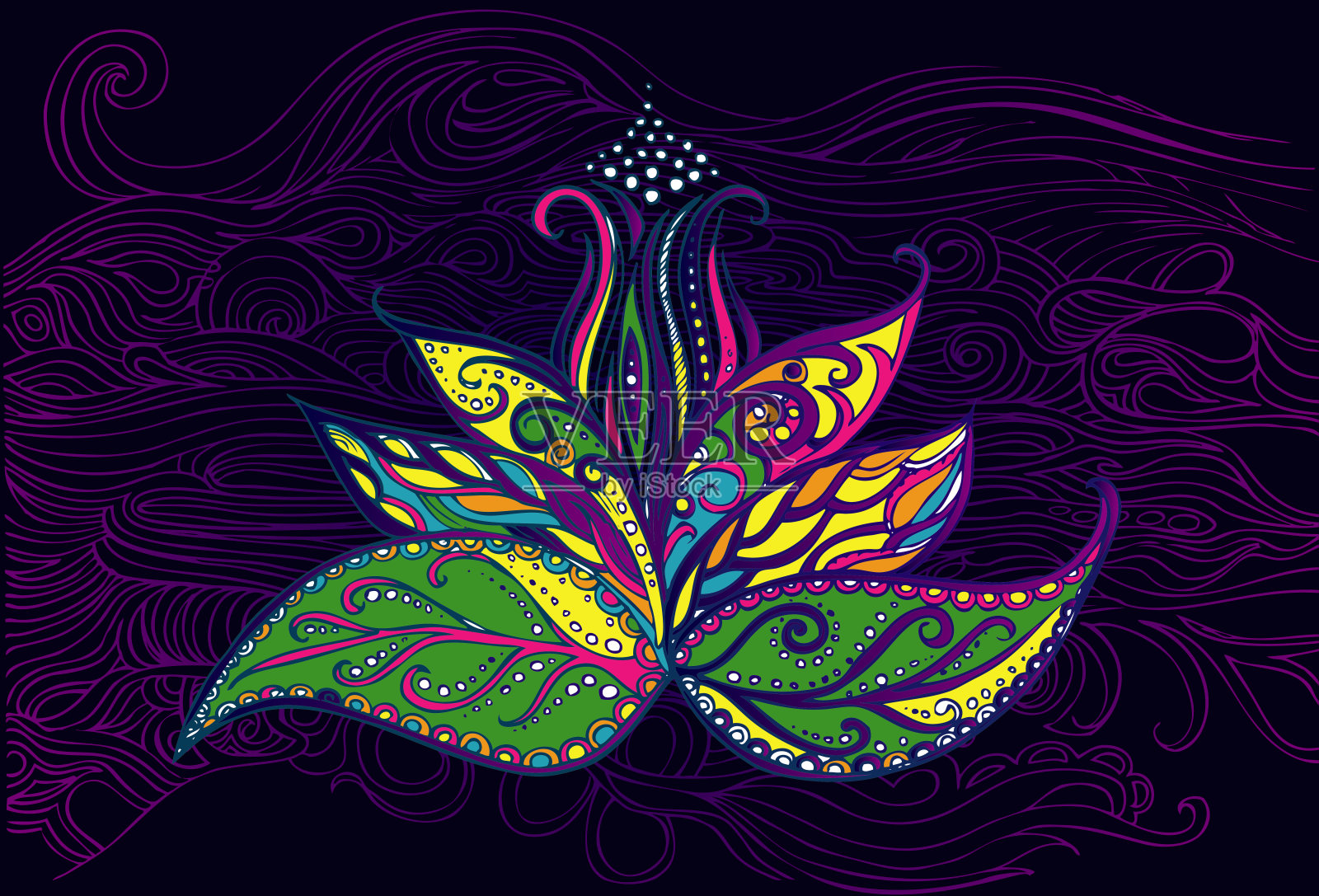 好玩的莲花插画图片素材