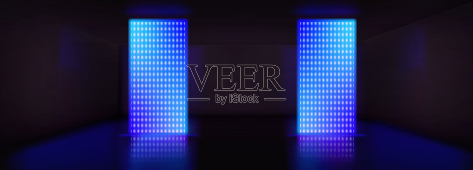 霓虹灯房间与led光舞台矢量背景插画图片素材