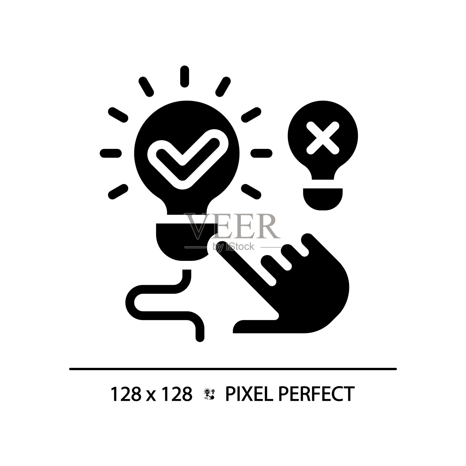 2D字形风格黑色照明灯泡图标插画图片素材