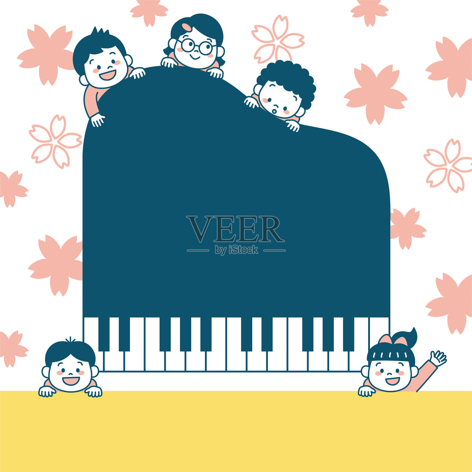 儿童钢琴课的方网横幅插图插画图片素材