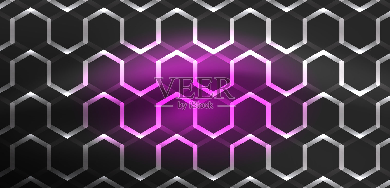 六边形抽象背景技术发光霓虹灯插画图片素材