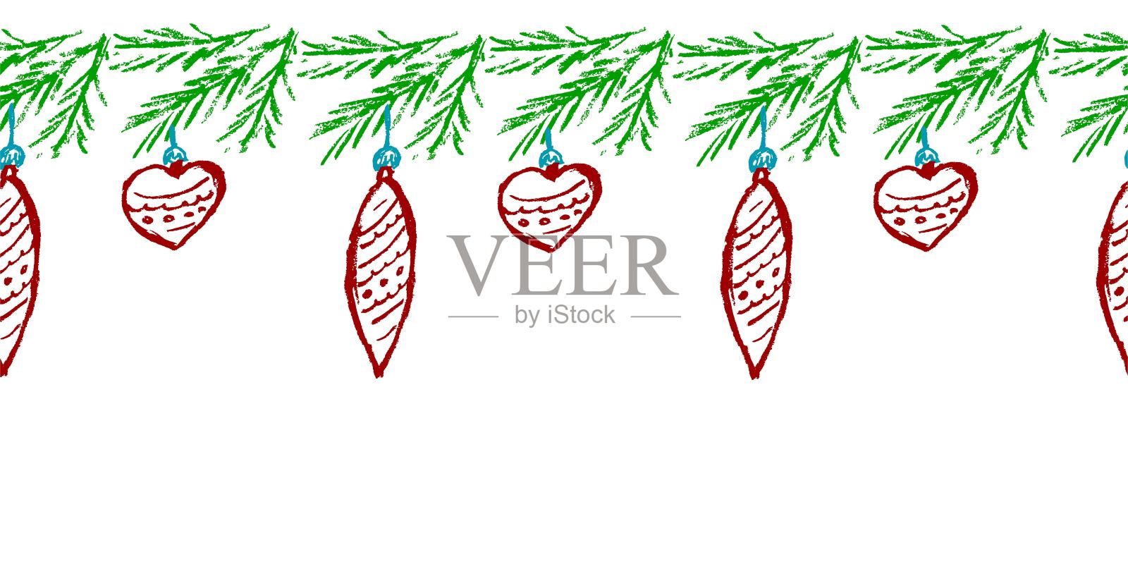 可爱的无缝边界。用蜡笔画画。设计用于造纸、织物、室内装饰等用途插画图片素材