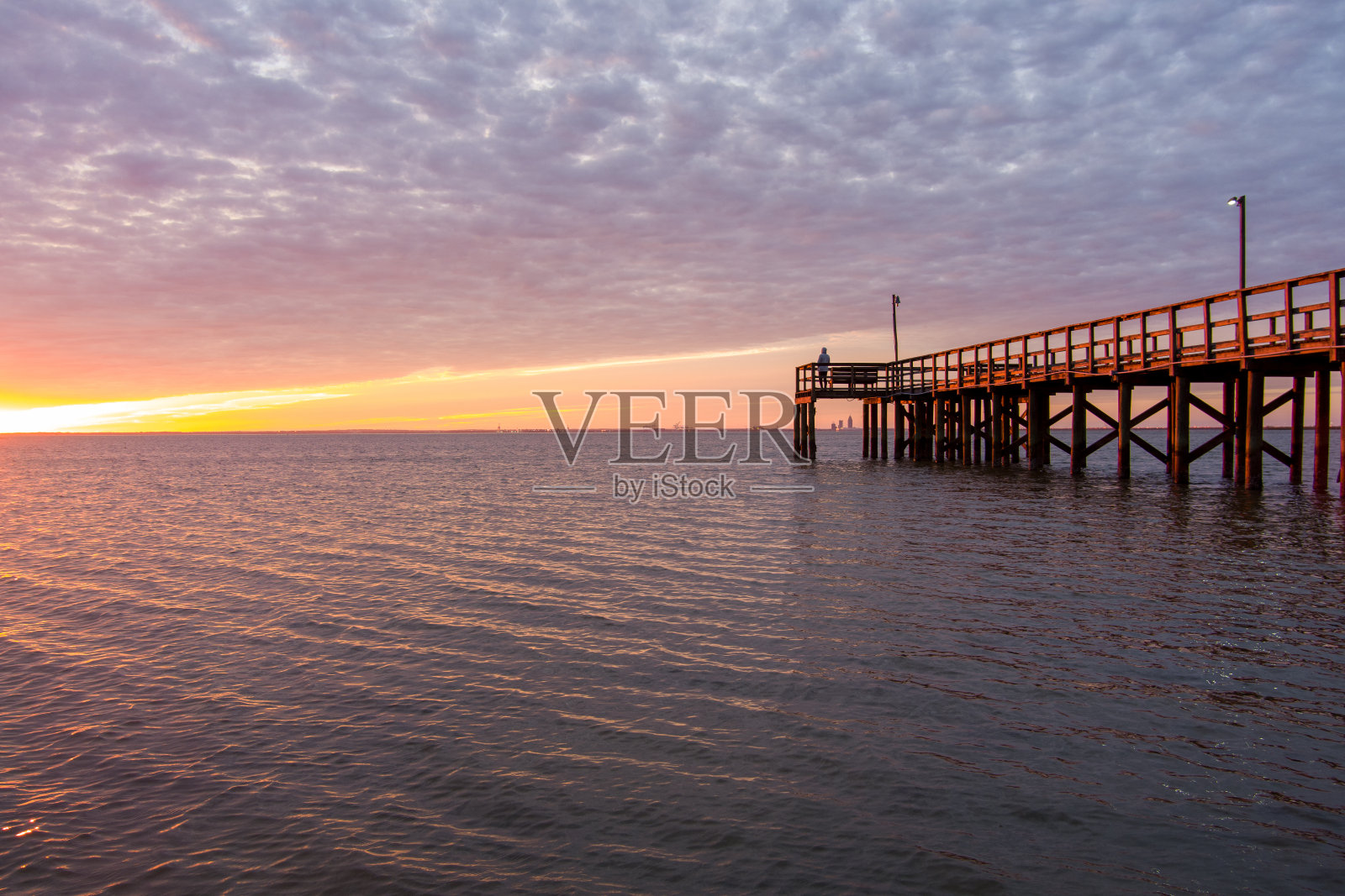 达芙妮海湾公园的日落，阿拉巴马州照片摄影图片