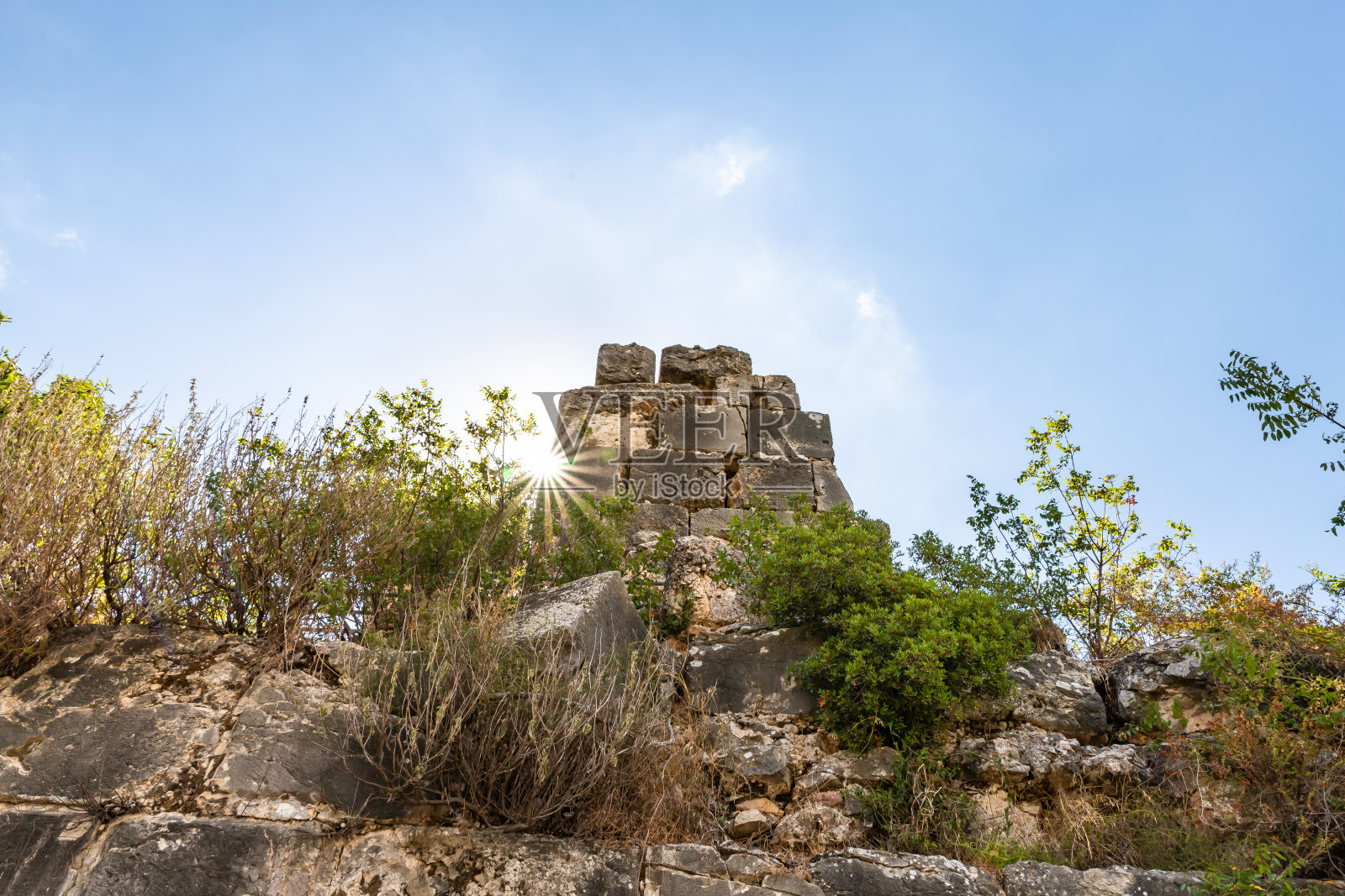 以色列北部加利利十字军堡垒遗址条顿骑士团大师住所庭院外墙遗迹照片摄影图片