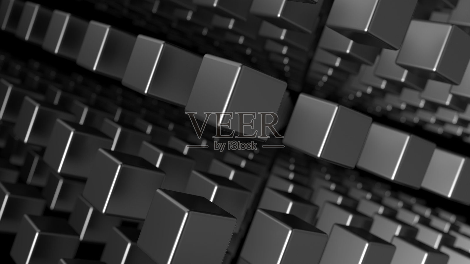 抽象立方体孤立在黑色背景。照片摄影图片