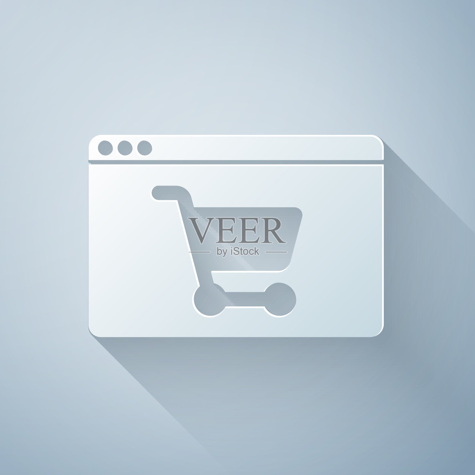 剪纸网上购物的屏幕图标隔离插画图片素材