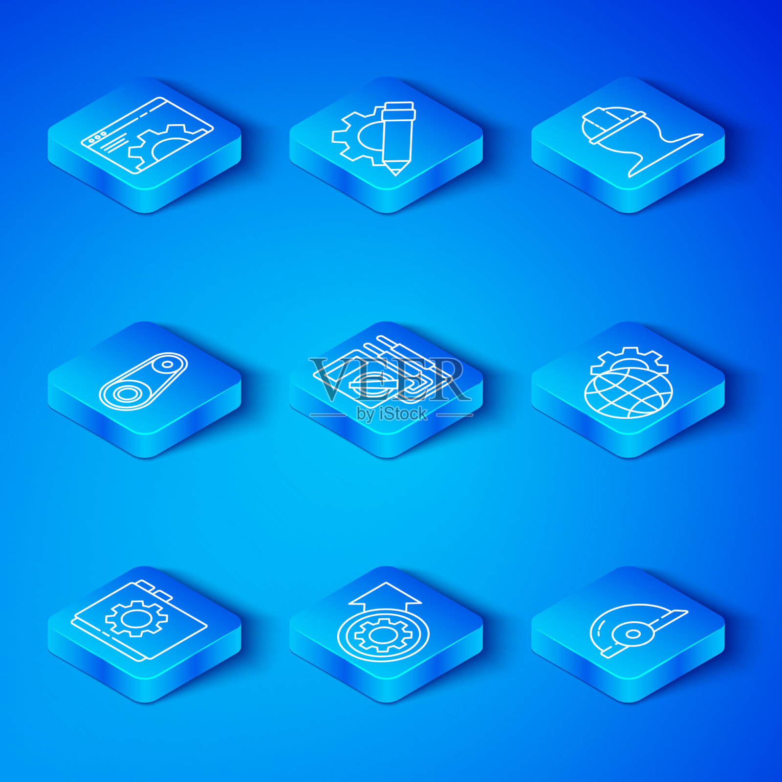 设置线路用户手动万用表齿轮和箭头插画图片素材