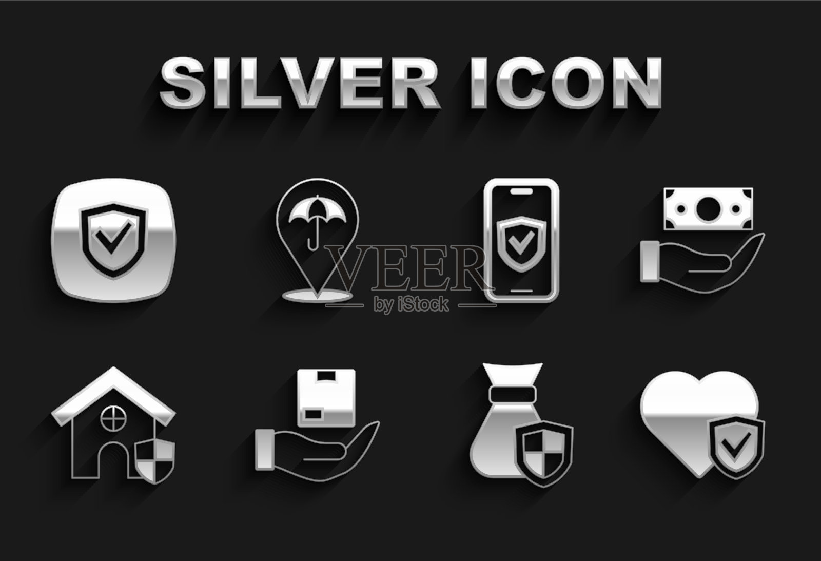 用盾形救生袋套送保险金插画图片素材