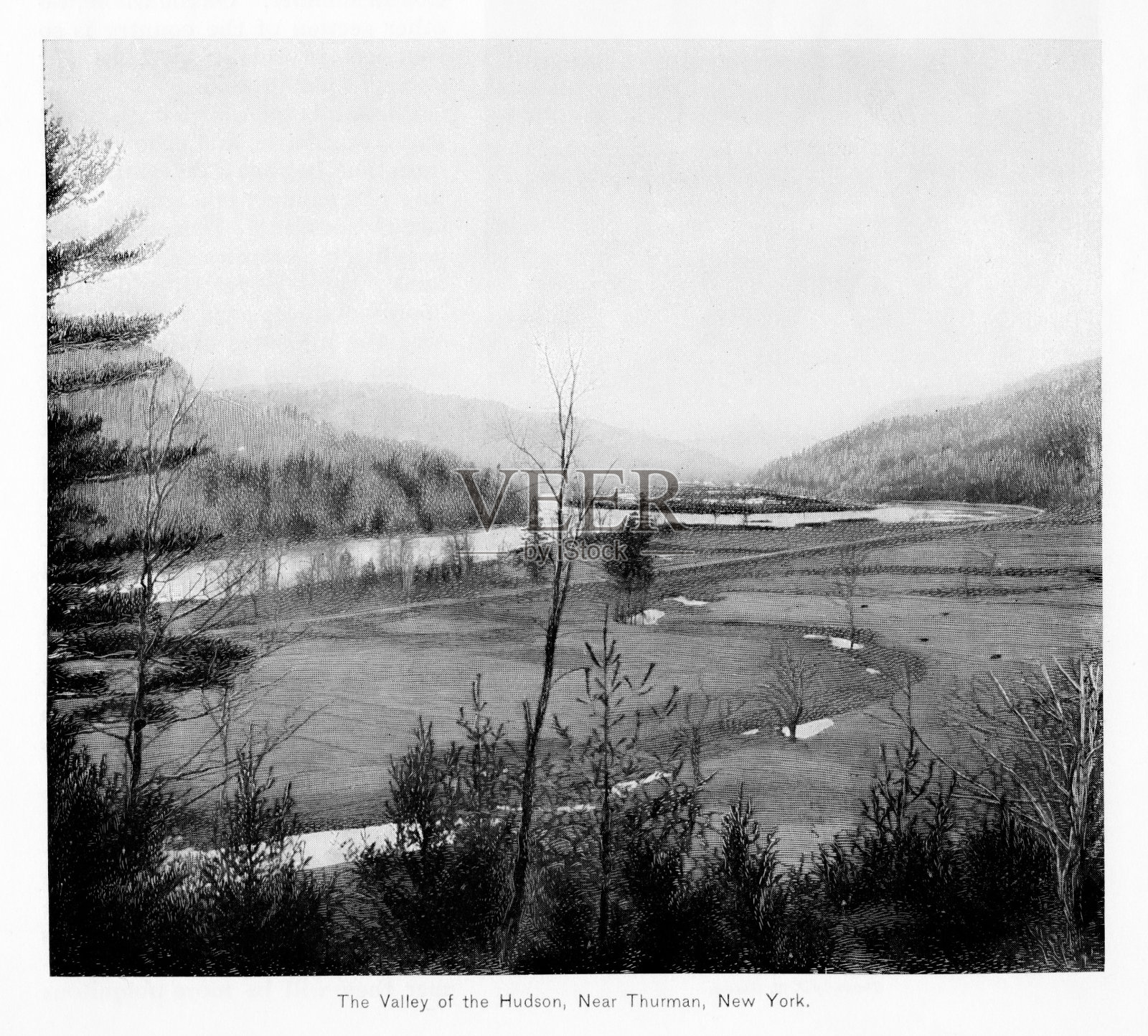 哈德逊河山谷,纽约州,美国,北美地理插画图片素材