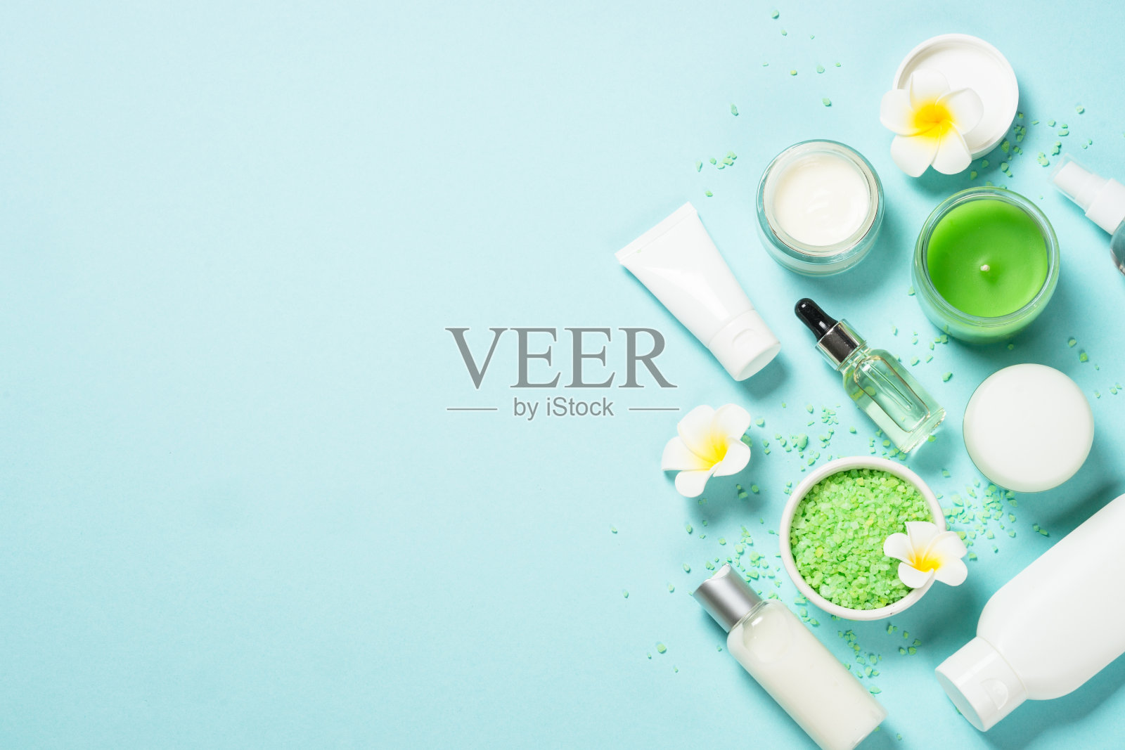 天然化妆品的颜色背景。照片摄影图片