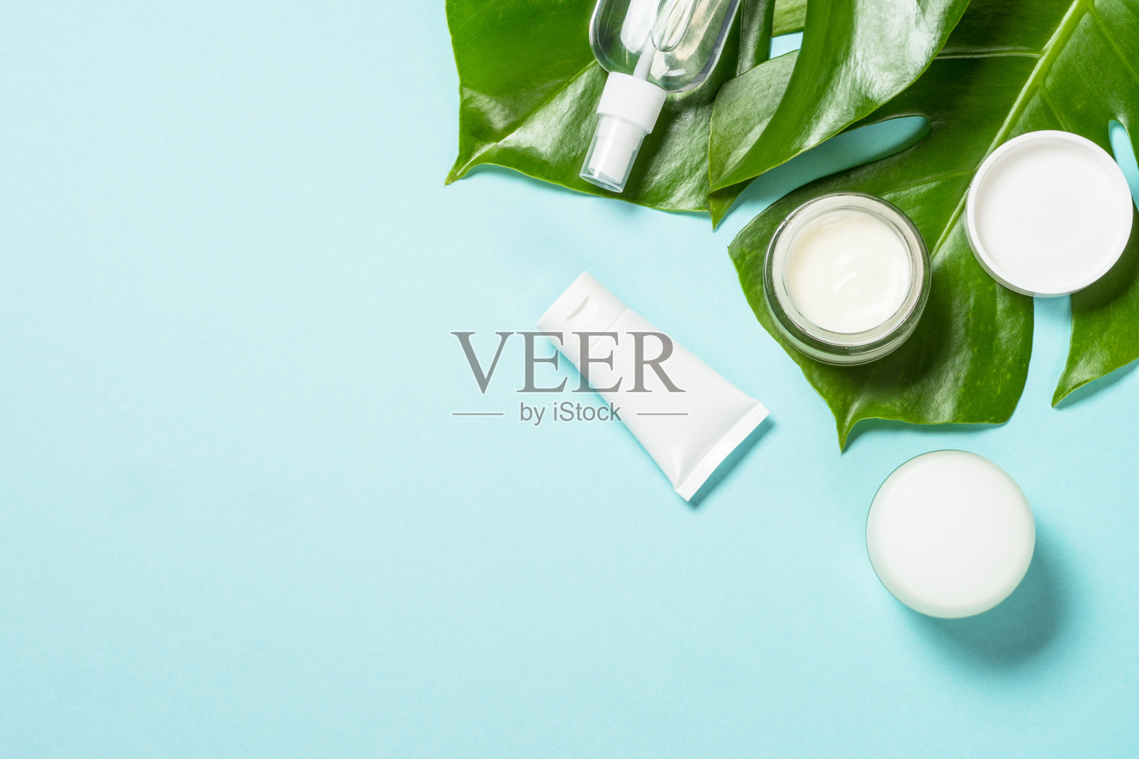 天然化妆品的颜色背景。照片摄影图片