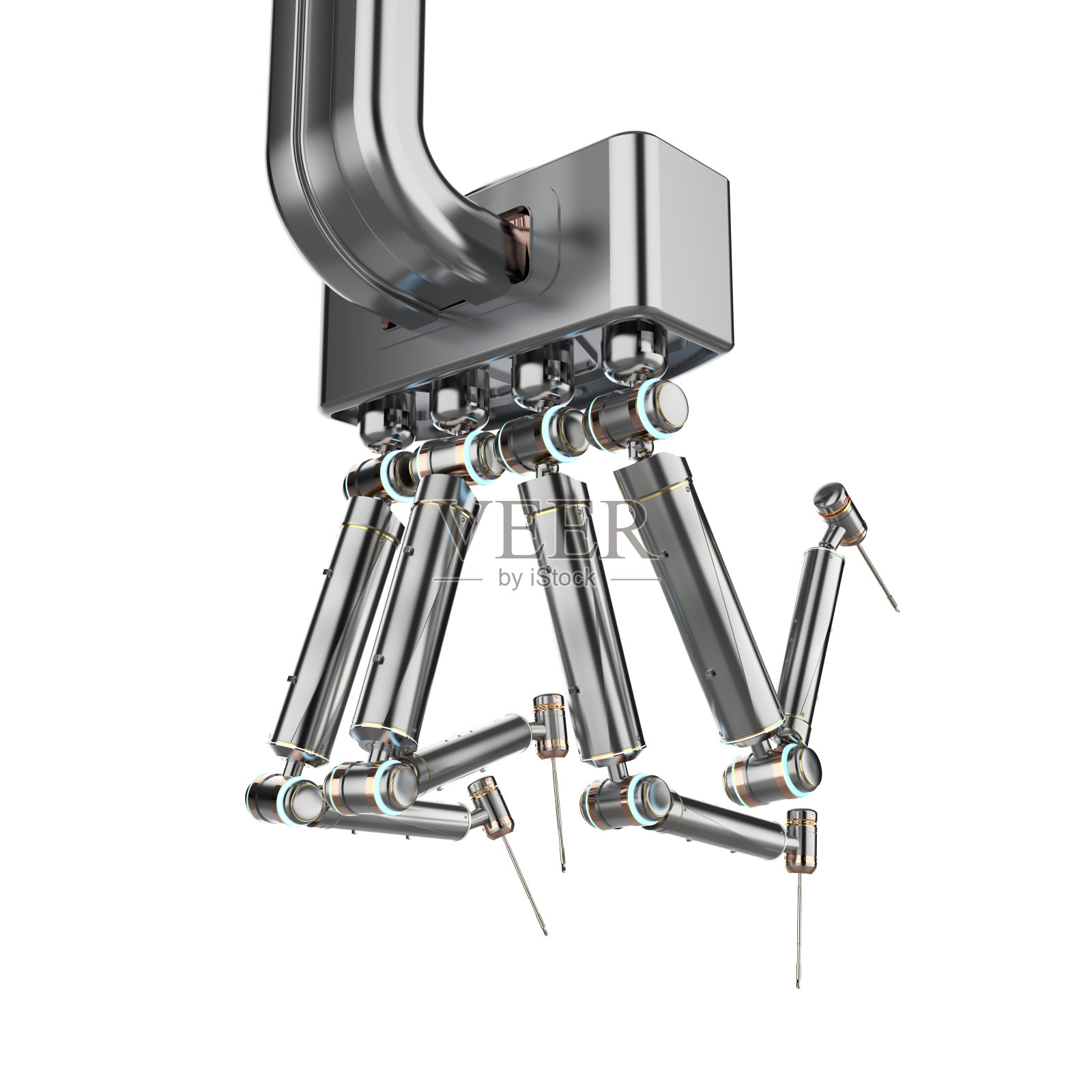 机器人辅助手术隔离在白色照片摄影图片