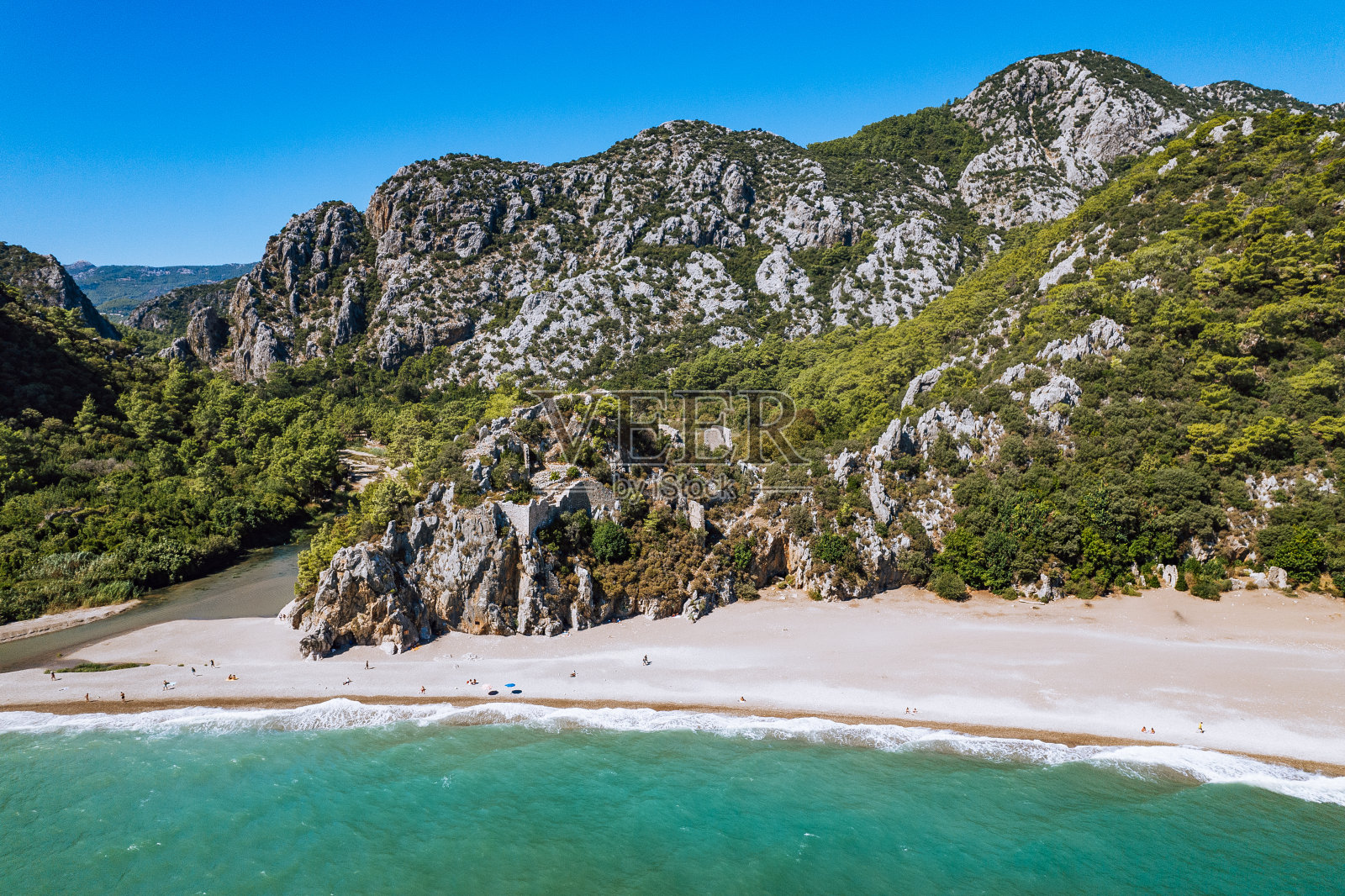 土耳其安塔利亚奥林波斯海滩鸟瞰图照片摄影图片
