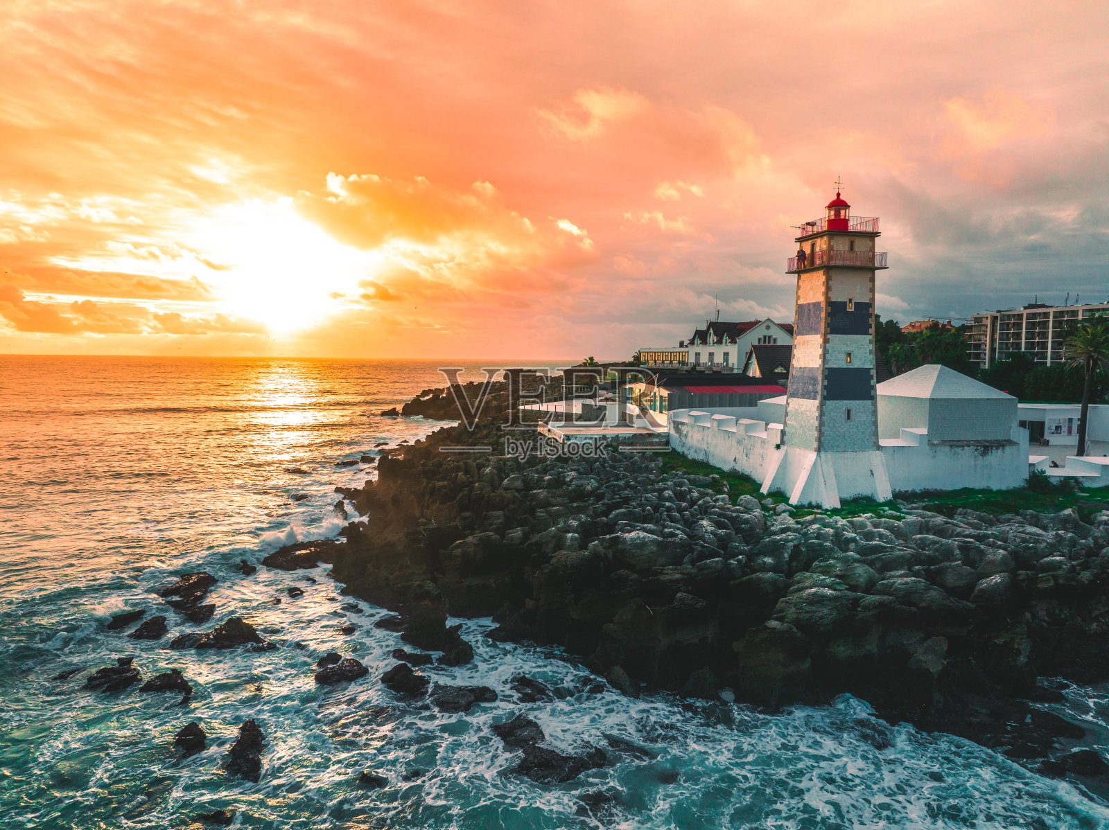 卡斯凯斯灯塔的无人机图像照片摄影图片