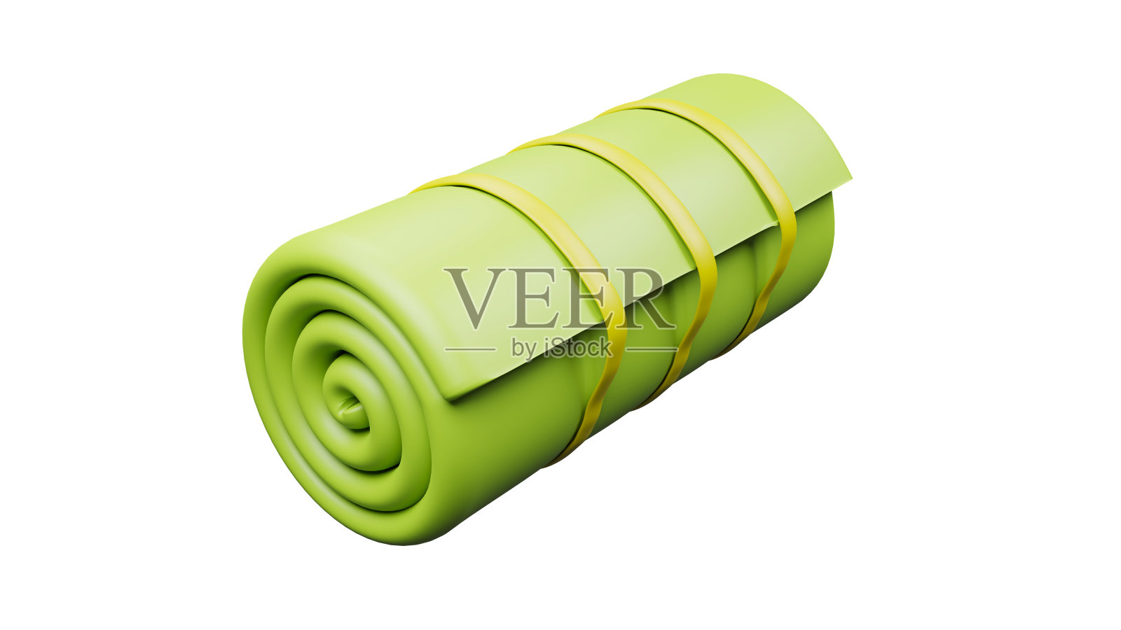 3D渲染野营或徒步旅行睡袋，毯子卷照片摄影图片