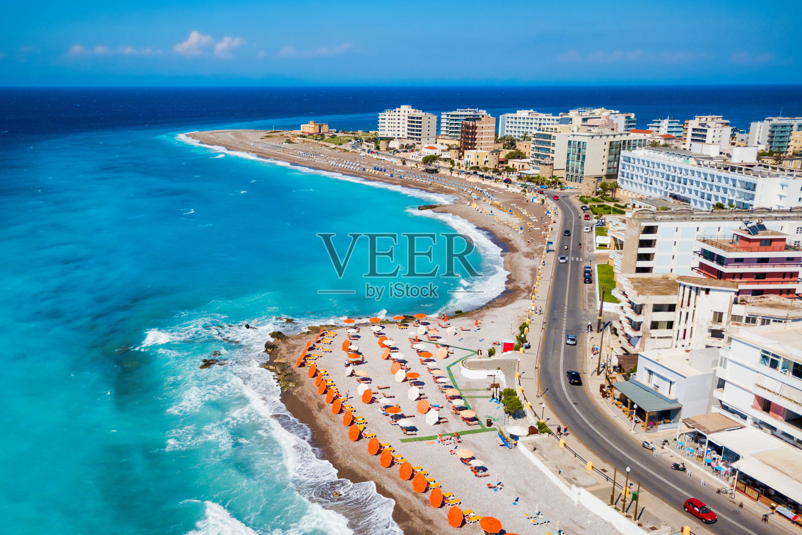 希腊罗德岛城市海滩照片摄影图片