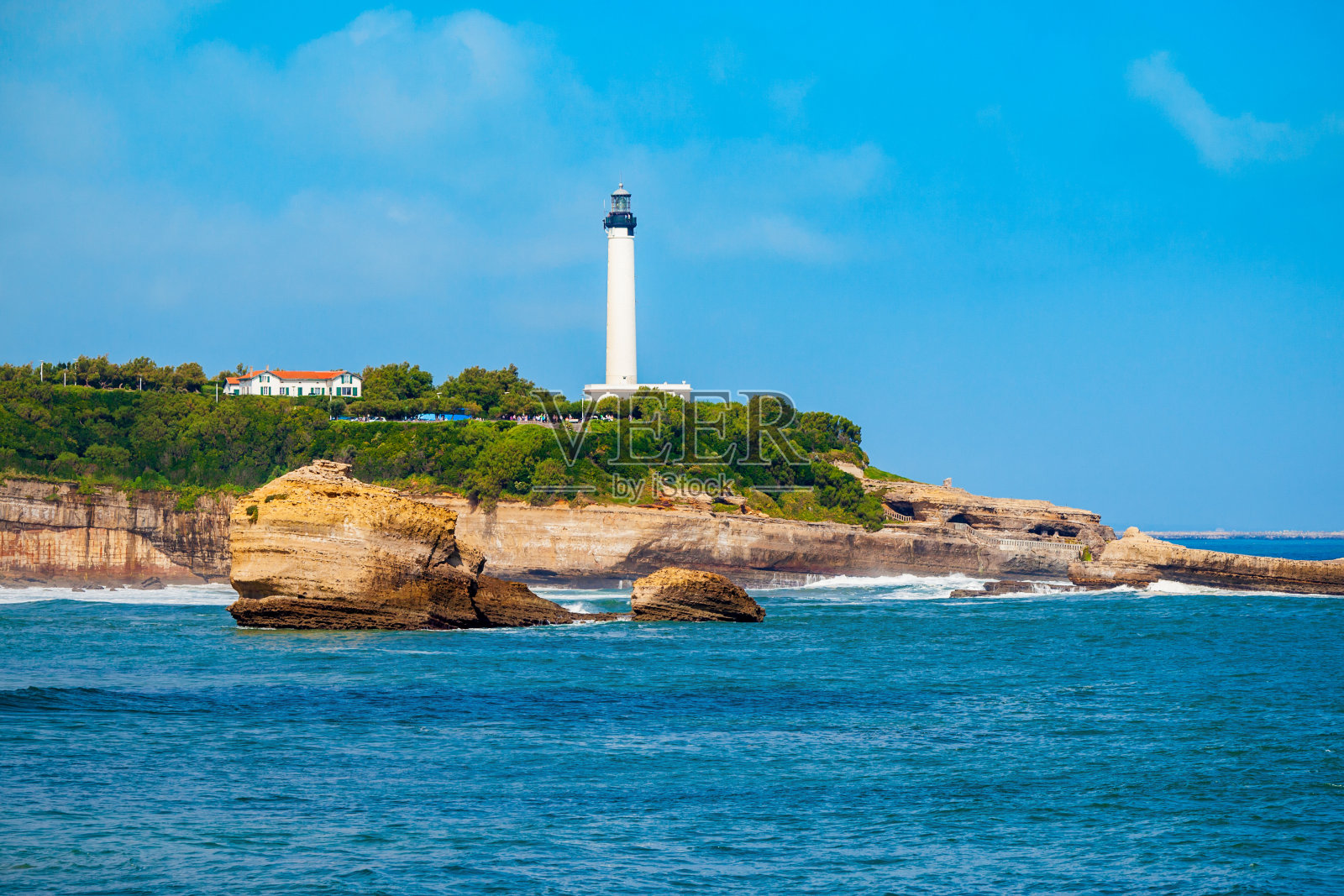 法尔德比亚里茨灯塔，法国照片摄影图片