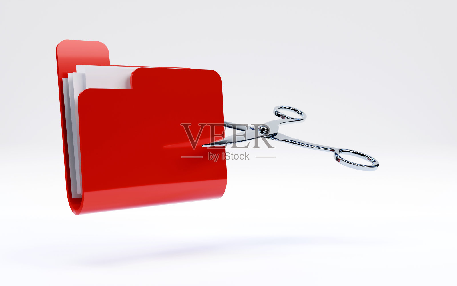 用剪刀在白色背景上3D渲染文档文件，可编辑的在线文档，内容剪切概念照片摄影图片