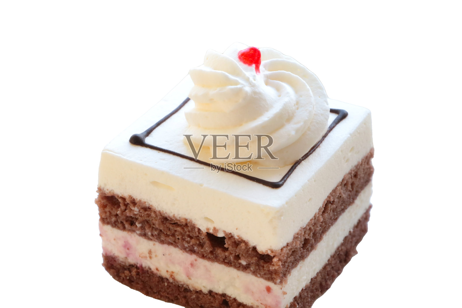 白色背景上美味蛋糕的特写。照片摄影图片