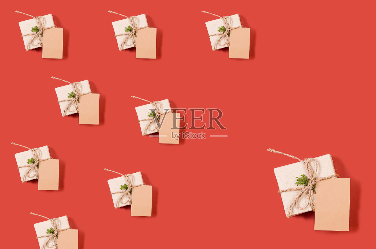 圣诞包装背景与礼品盒在工艺纸照片摄影图片