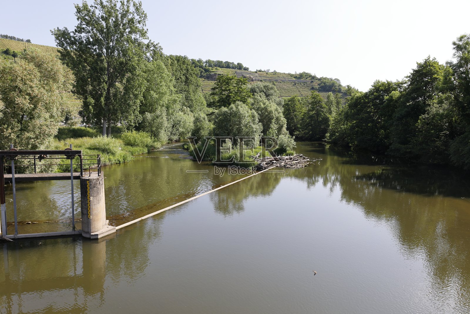 Weir在Roßwag附近的Enz河上照片摄影图片