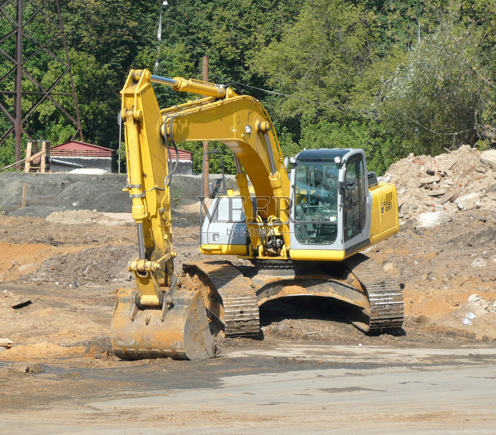履带式地面挖掘机照片摄影图片