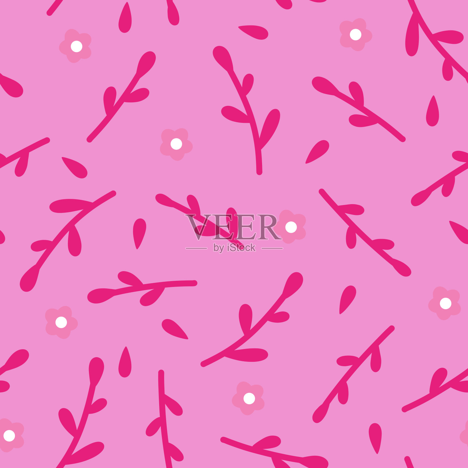 手绘花卉无缝图案插画图片素材