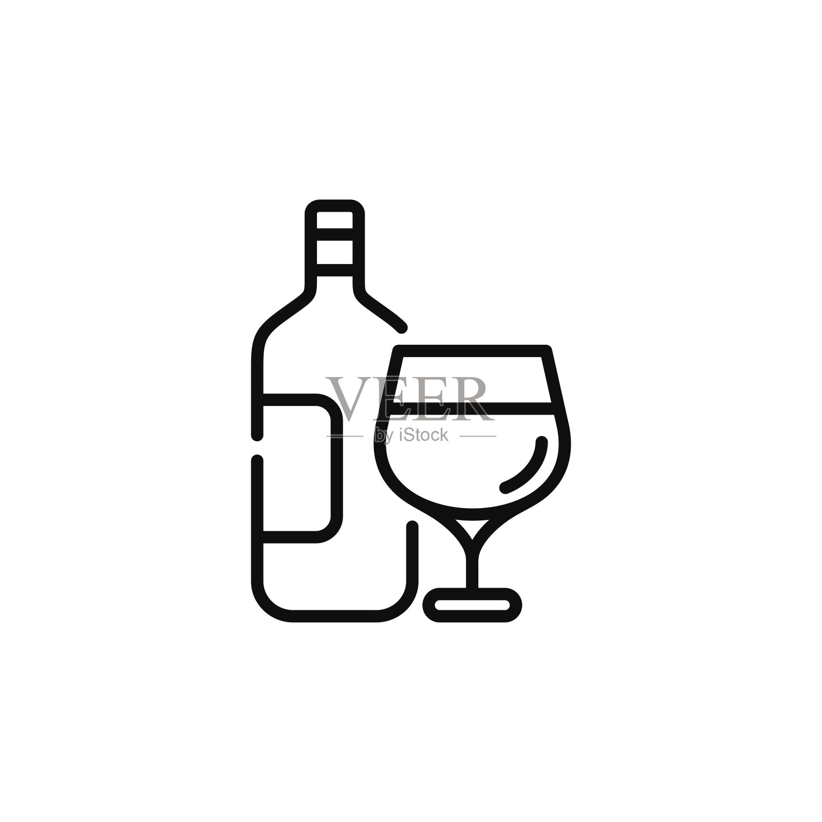 葡萄酒线图标孤立的白色背景插画图片素材