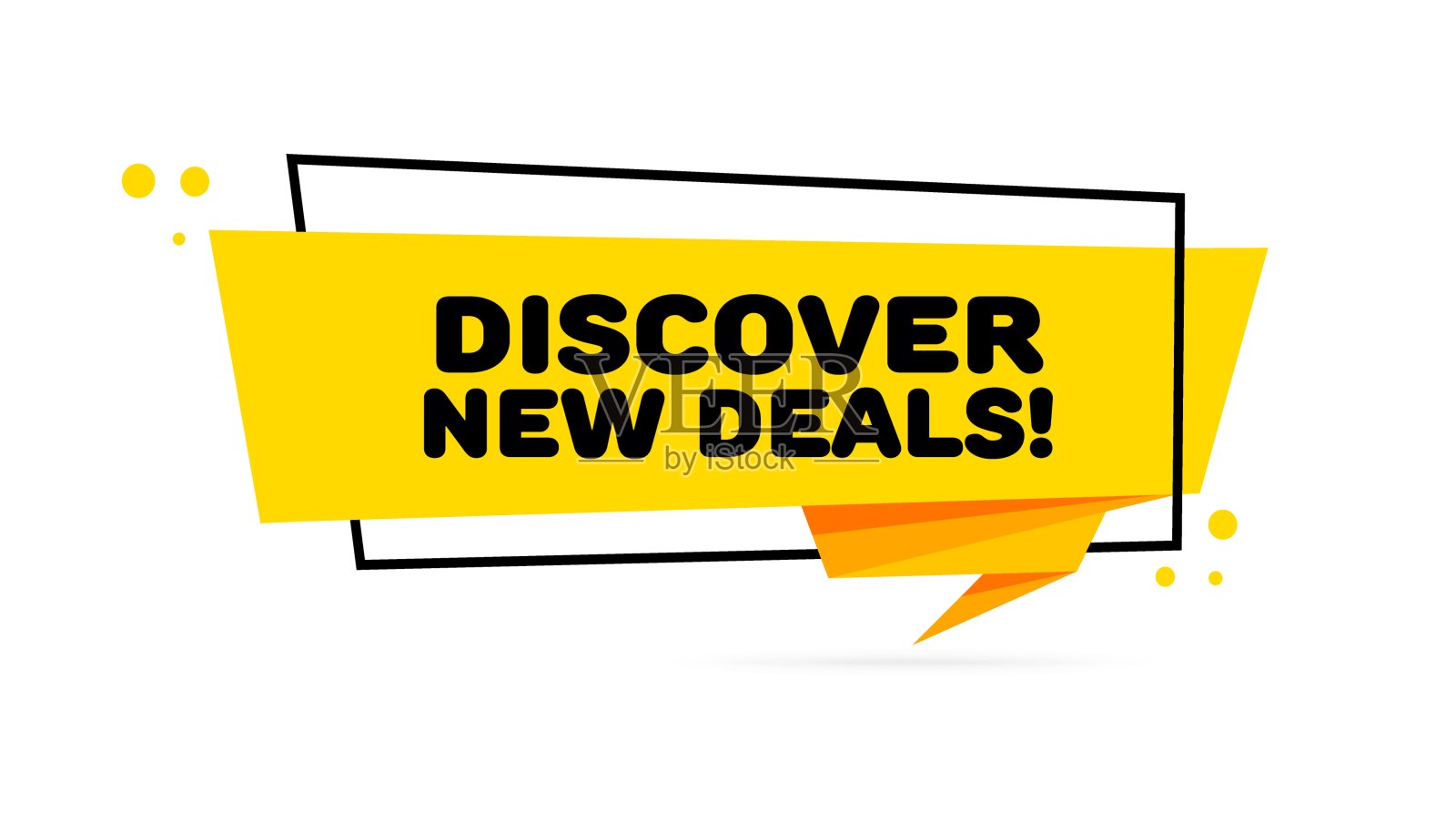 发现新的交易。平坦，黄色，提供标志，发现新的交易。矢量图标插画图片素材