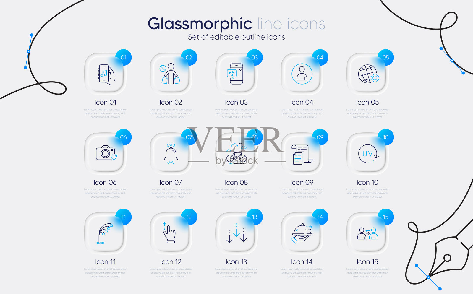一套触摸屏手势紫外线防护和插画图片素材