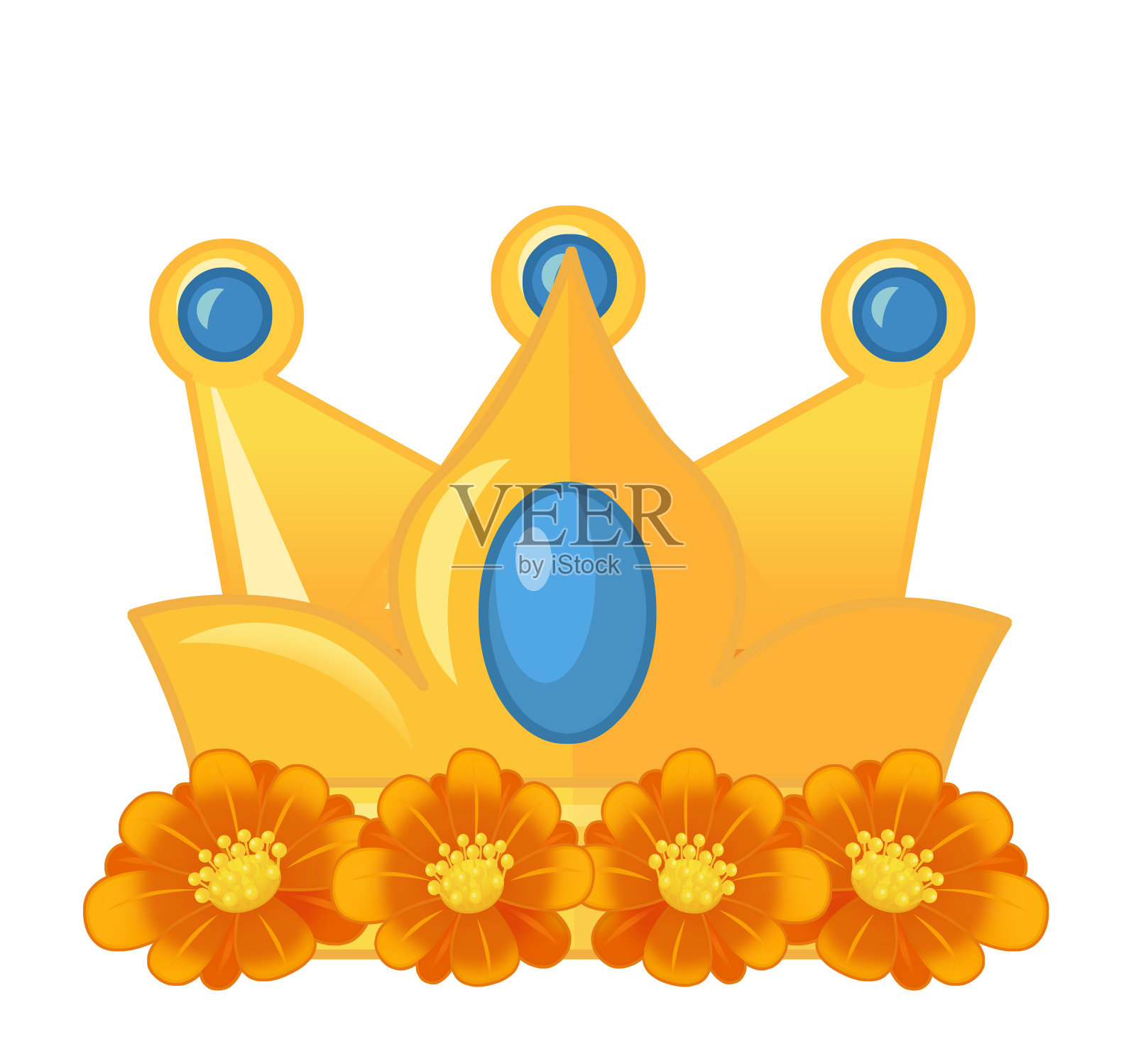 卡通色彩缤纷的元素皇室皇冠孤立插图儿童插画图片素材