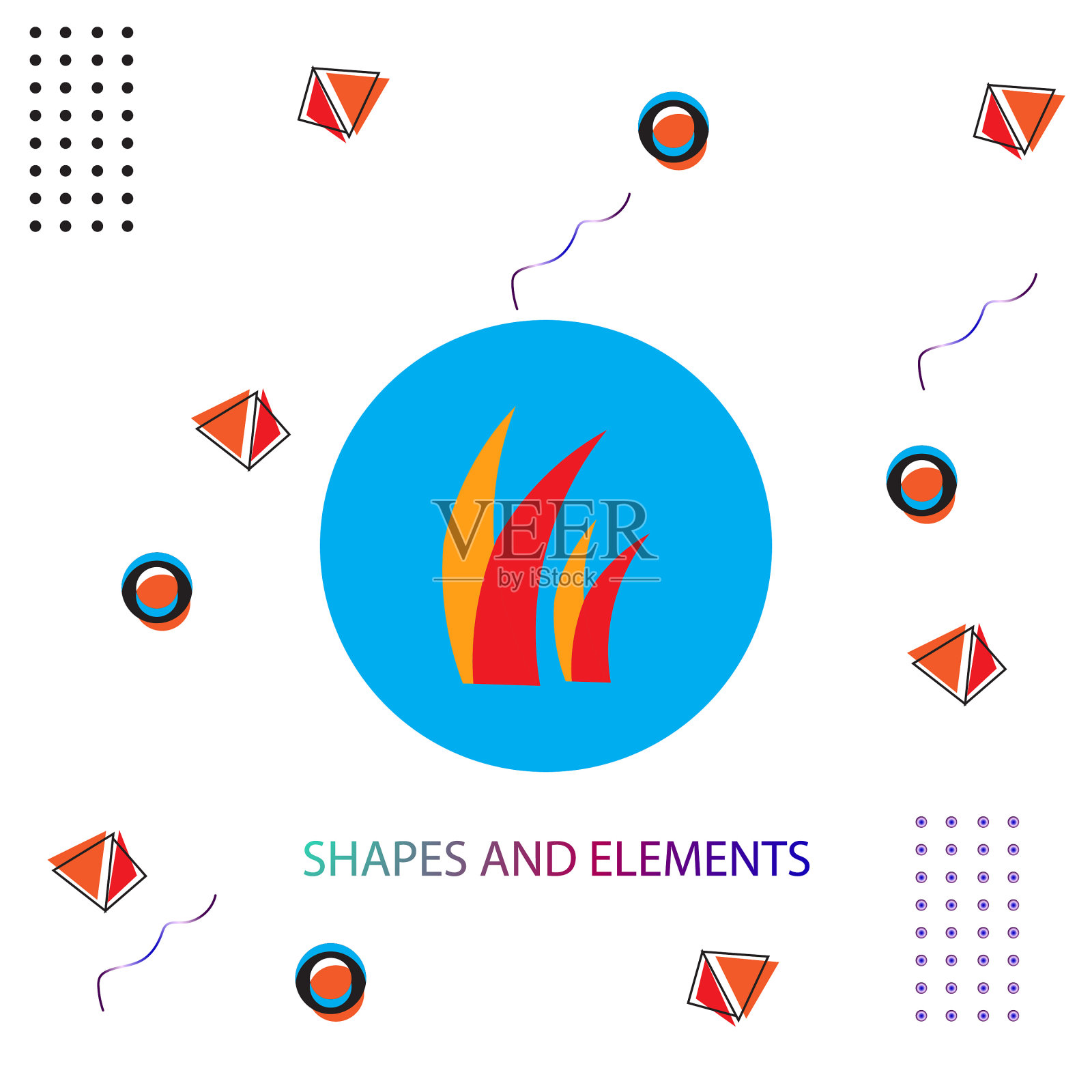 抽象图形几何符号。现代抽象造型设计。矢量图插画图片素材