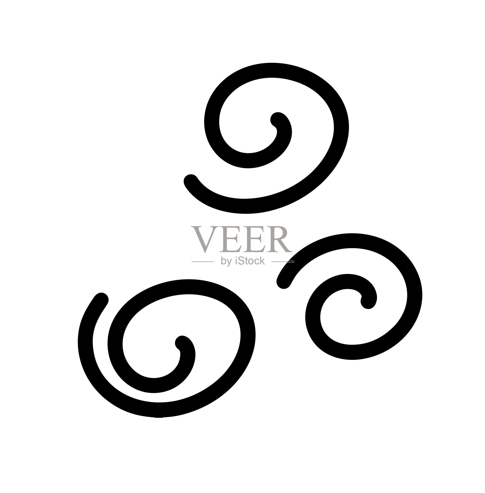 手绘曲线艺术造型抽象图形元素。涂鸦风吹，阵风设计孤立在白色的背景上。矢量插图情感效果装饰图标插画图片素材