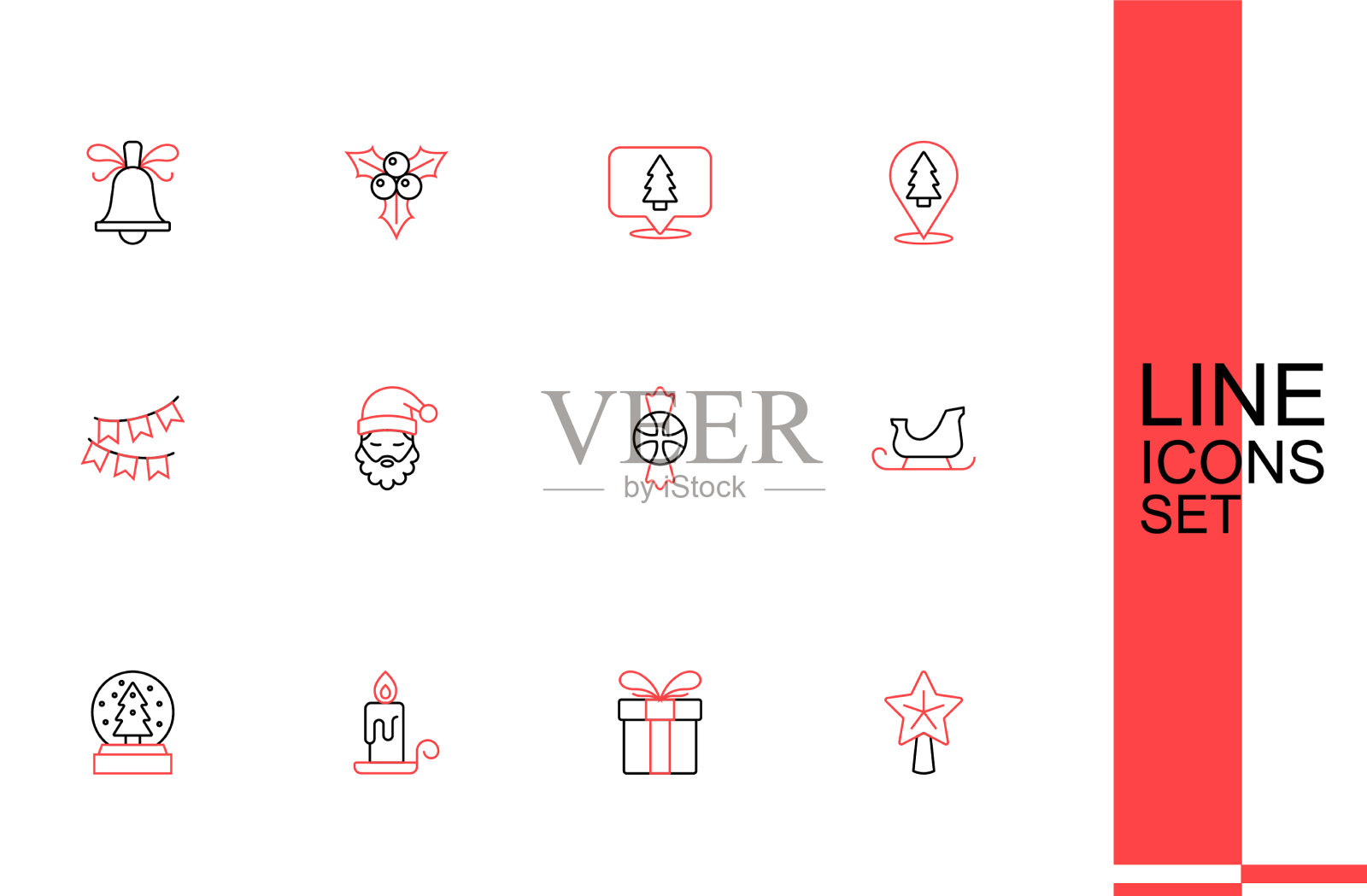 设行圣诞星礼盒燃烧蜡烛插画图片素材