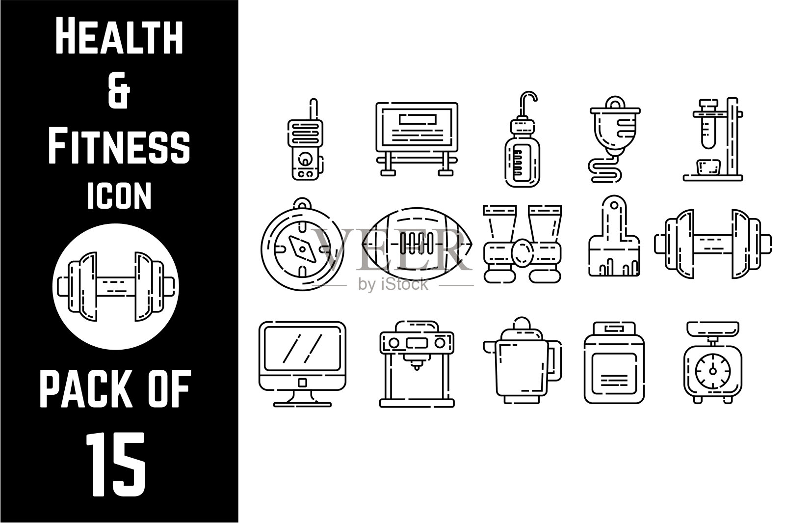 健康和运动图标包捆绑线艺术矢量模板插画图片素材
