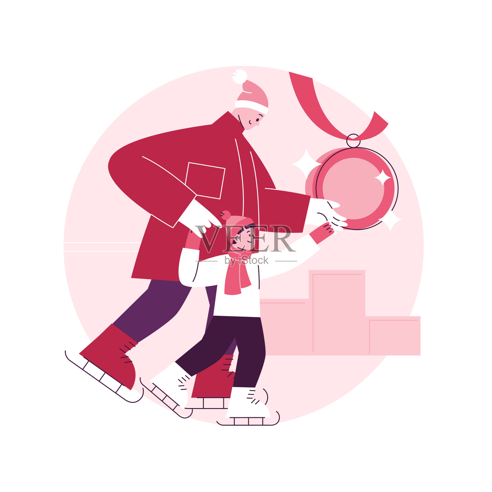 滑冰抽象概念矢量插图。插画图片素材